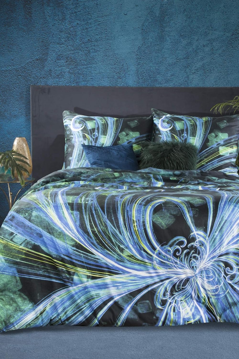 Eurofirany Bedding Pattern Print Striking Cotton Set 2 Pillow Cases 1 Duvet Cover, Blue, 160X200Cm+2X/70X80Cm image number 1