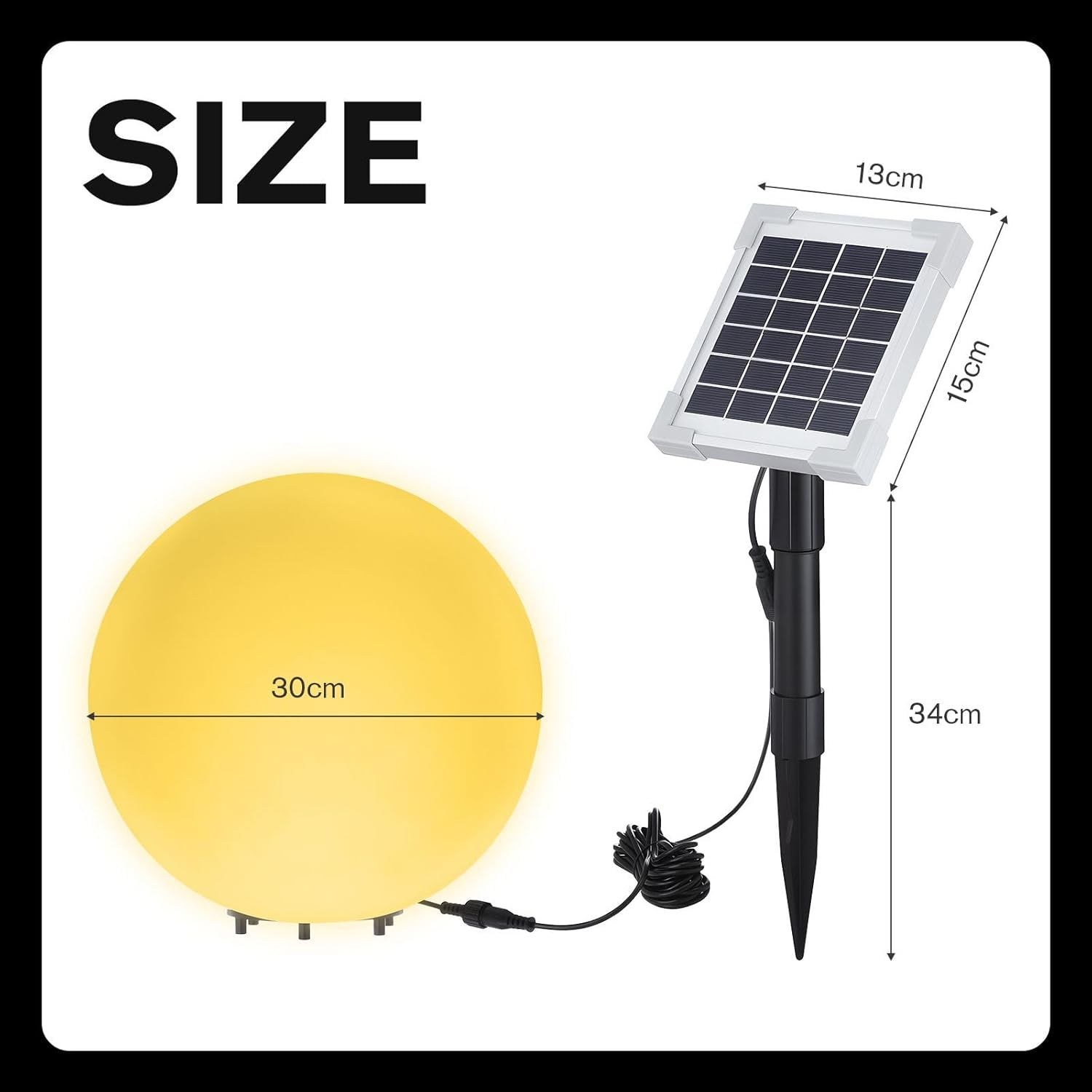 AUSWAY Solar LED Ball Light Full Moon 9 Colour Changing Lighting Globe Outdoor Garden Backyard Pathway Party Energy Powered Waterproof Lamp Decor 30Cm image number 4