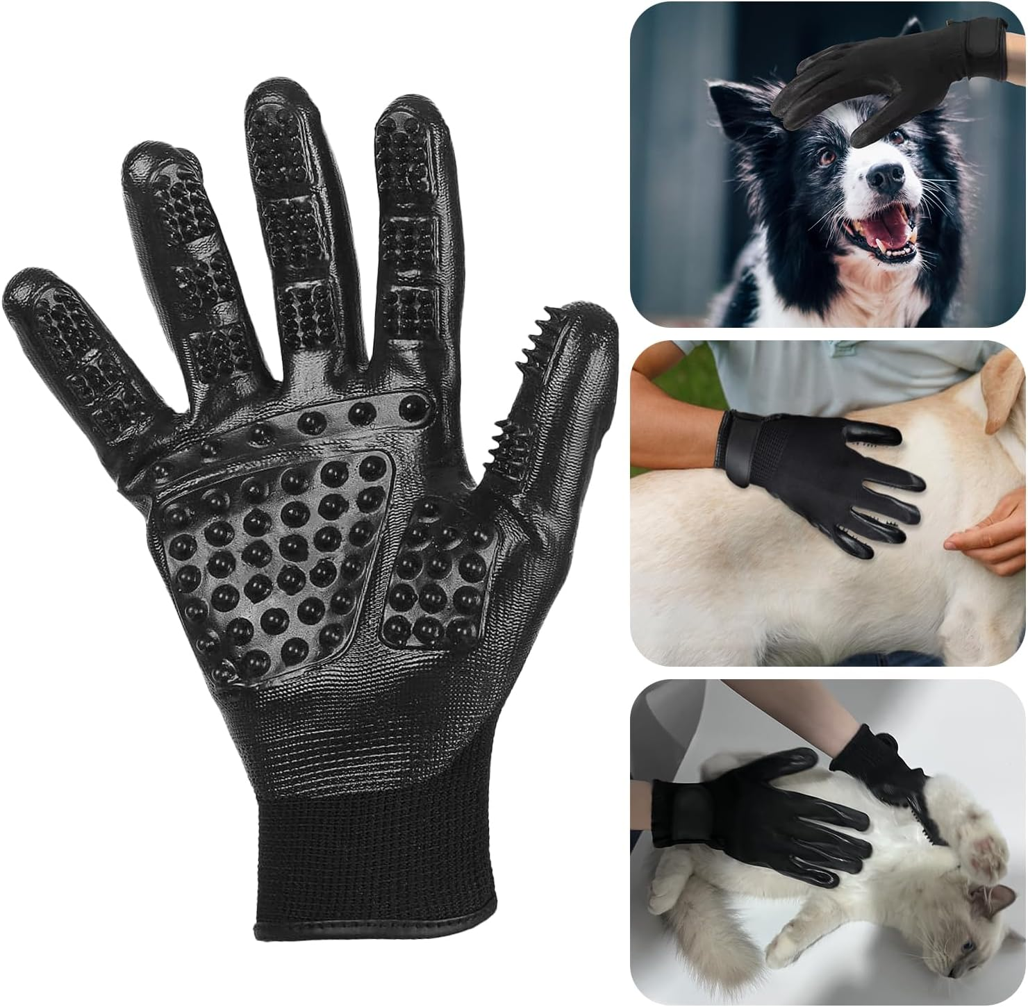 Pet Dog Cat Grooming Glove, Massage and Grooming Tool Glove for Cats, Dogs,Rabbits & Horses, Deshedding Brush Mitt for Short Medium Long Pet Hair image number 2