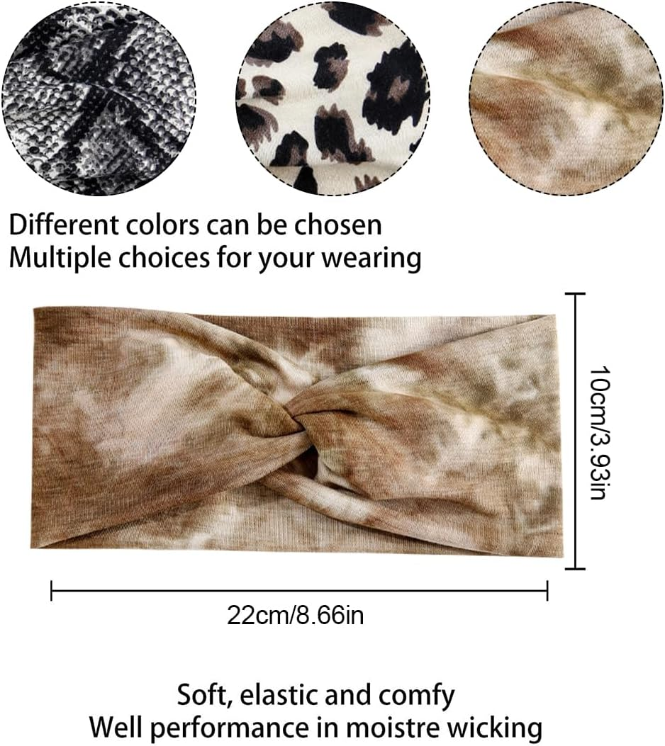 Headbands for Women, 3 Pieces Headband Women'S Wide Elastic Boho Hair Bands, Elastic Hair Bands for Women, Turban, for Short Hair, Yoga, Workout, Running, Sports, Multicoloured image number 1