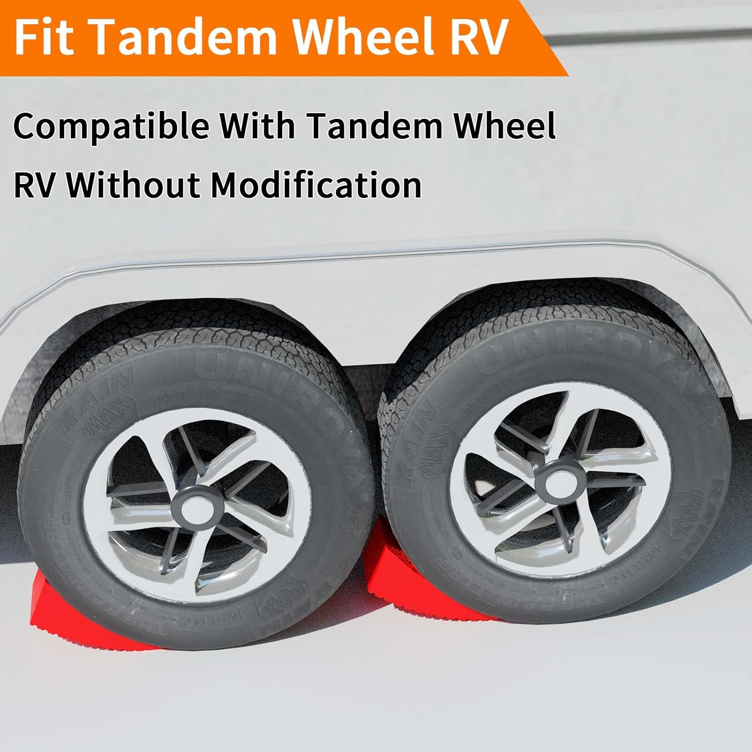 OULEME RV Leveler, Camper Leveling Blocks 2 Packs for Dual Axle Tandem Wheel Travel Trailer Motorhome, Include 2 Curved Leveler Ramp, 2 Chock, 2 Rubber Mat, 1 T Bubble Level, 1 Carry Bag image number 4