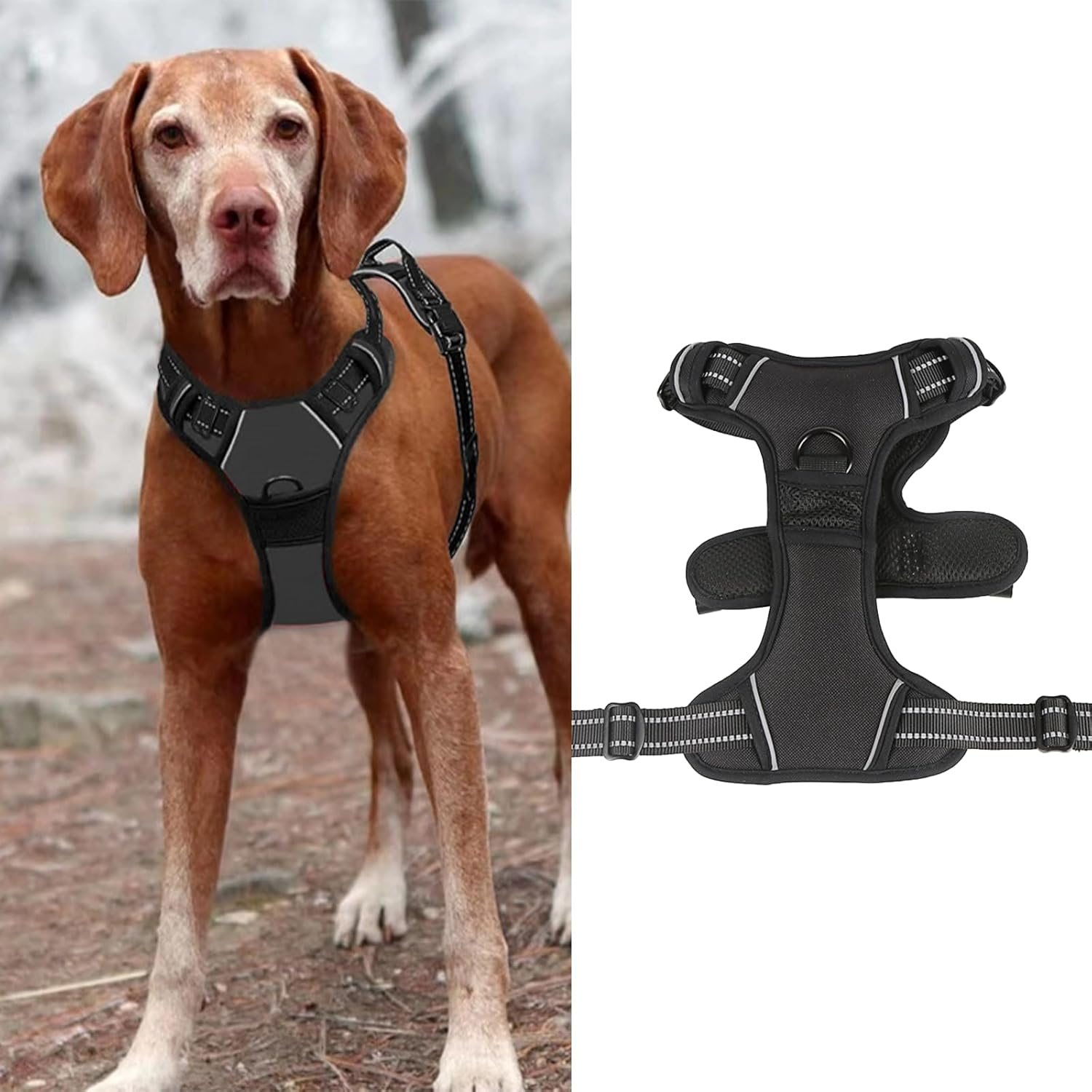 Reflective No-Choke Harness Reflective Adjustable Dog Harness Adjustable Soft Padded Pet Vest Harness Easy Control Dog Harness Big Dog Harness No Pull Dog Harness Front Clip Dog Vest Harness image number 1