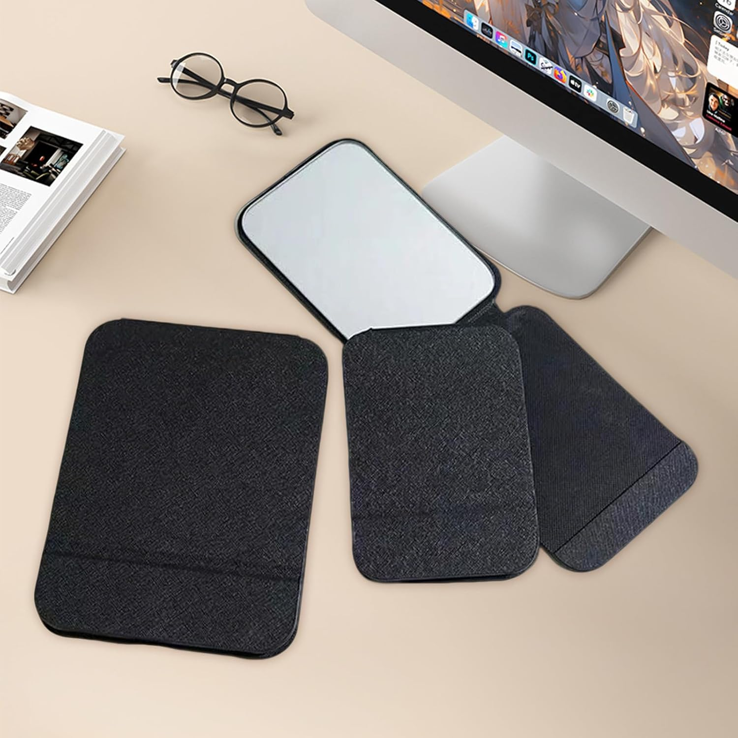 Zcbzbn Foldable Travel Mirror, Portable Makeup Mirror, Ultra HD Folding Mirror, Handheld, Compact Mirror for Home and Travel, 26 X 18 Cm image number 3