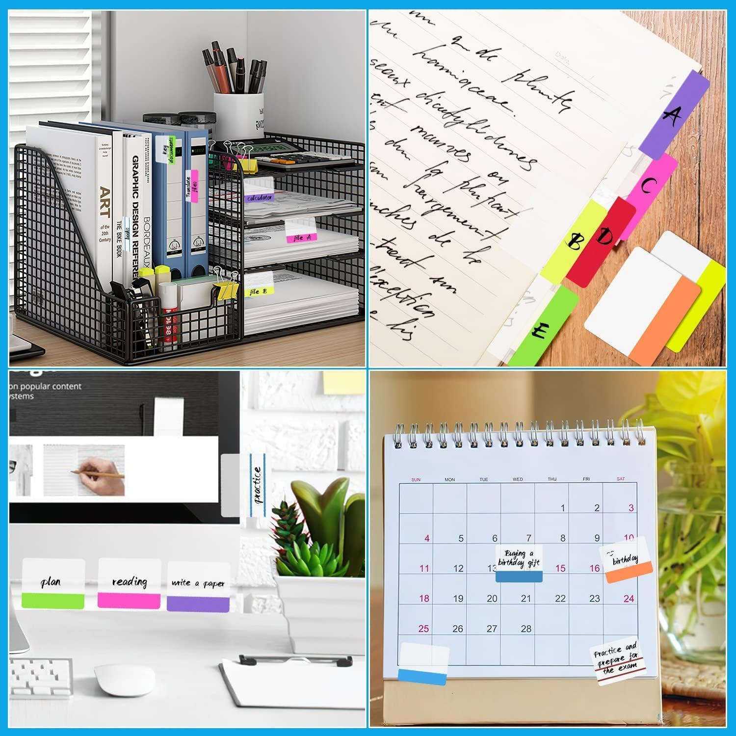 Sticky Notes Tabs 400 Pieces Page Markers Tab, 10 Colours Adhesive Strips Tabs 5.1X4.1 Cm Repositionable Reading Index Tags Self-Adhesive Tape Flags for Books, Binders, Notebook and File Folders - Multicolor image number 4