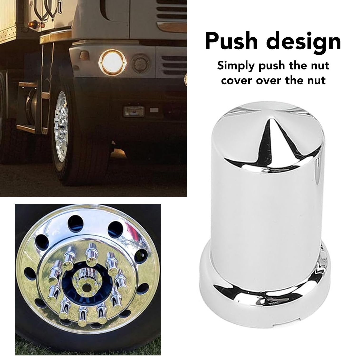 Lug Nut Covers ABS Chrome Plastic anti Rust 33Mm Flanged Lug Nut Caps,Wheel Lug Nut Cover Set,Lug Nut Covers for Trucks Trailers and Vehicles (20Pcs) image number 1