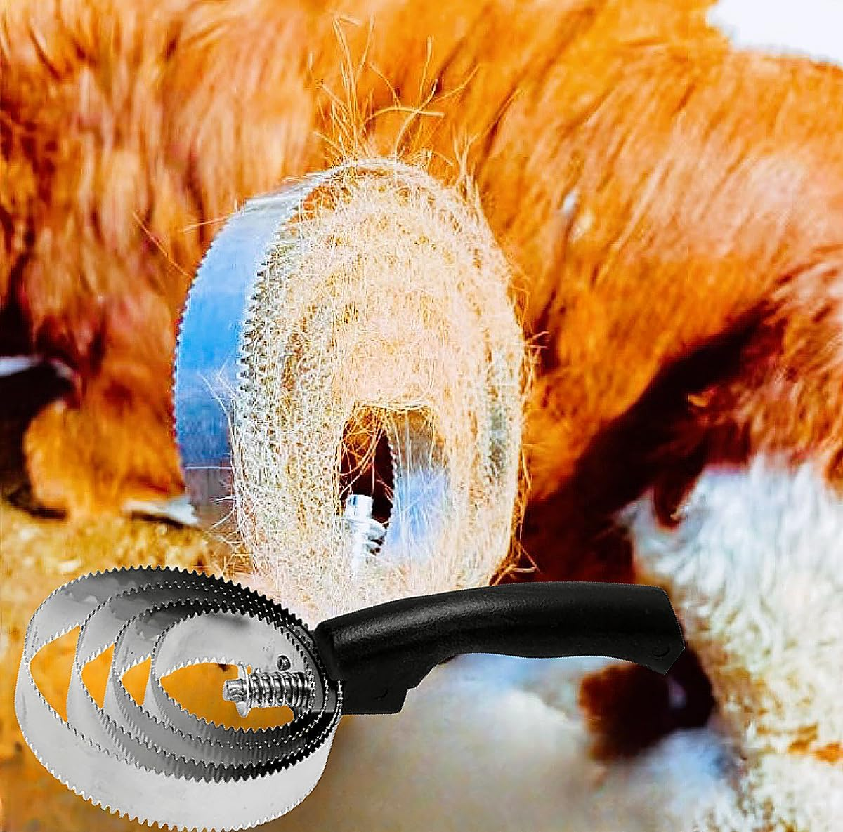 2Pcs Stainless Steel Curry Comb Horse Brush 4 Rings Rubber Horse Curry Comb for Cow Sheep Dog Goat Horse Brush Supplies image number 2