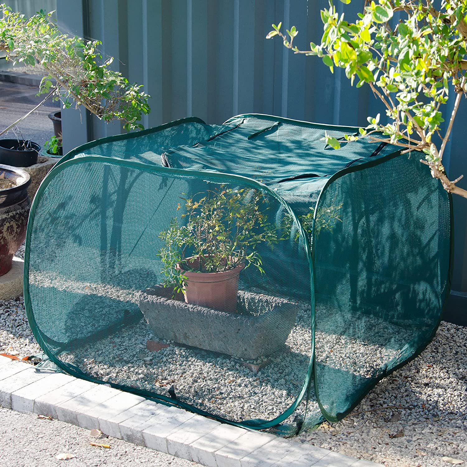 ANC POP 3 Pack Pop up Mesh Plant Cover, Plant Protector for Raised Garden & Flower Bed, Net Cage Plant Guard for Fruits, Vegetables, Seedlings and Herbs, 8 Ground Stakes for Fixing. image number 2