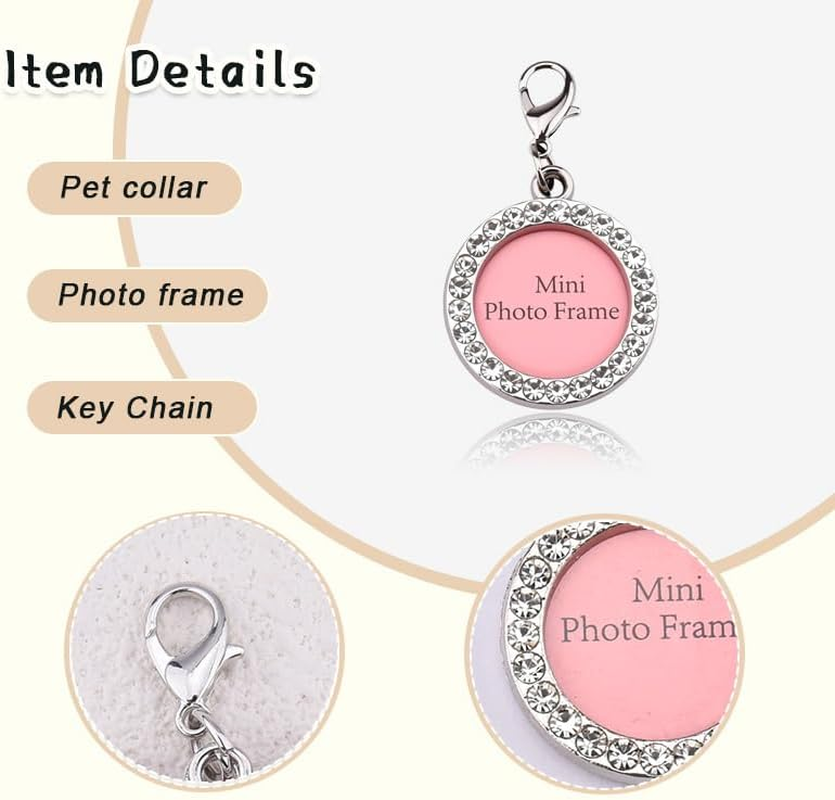Cat Dog ID Tag Keychain for Pet Prevent Getting Lost Name Tag for Pet Keychain Key Chain for Friend Girlfriend Pets Lover Christmas Birthday Gifts for Dogs Cats Pets Coller Accessory with Photo Frame image number 3