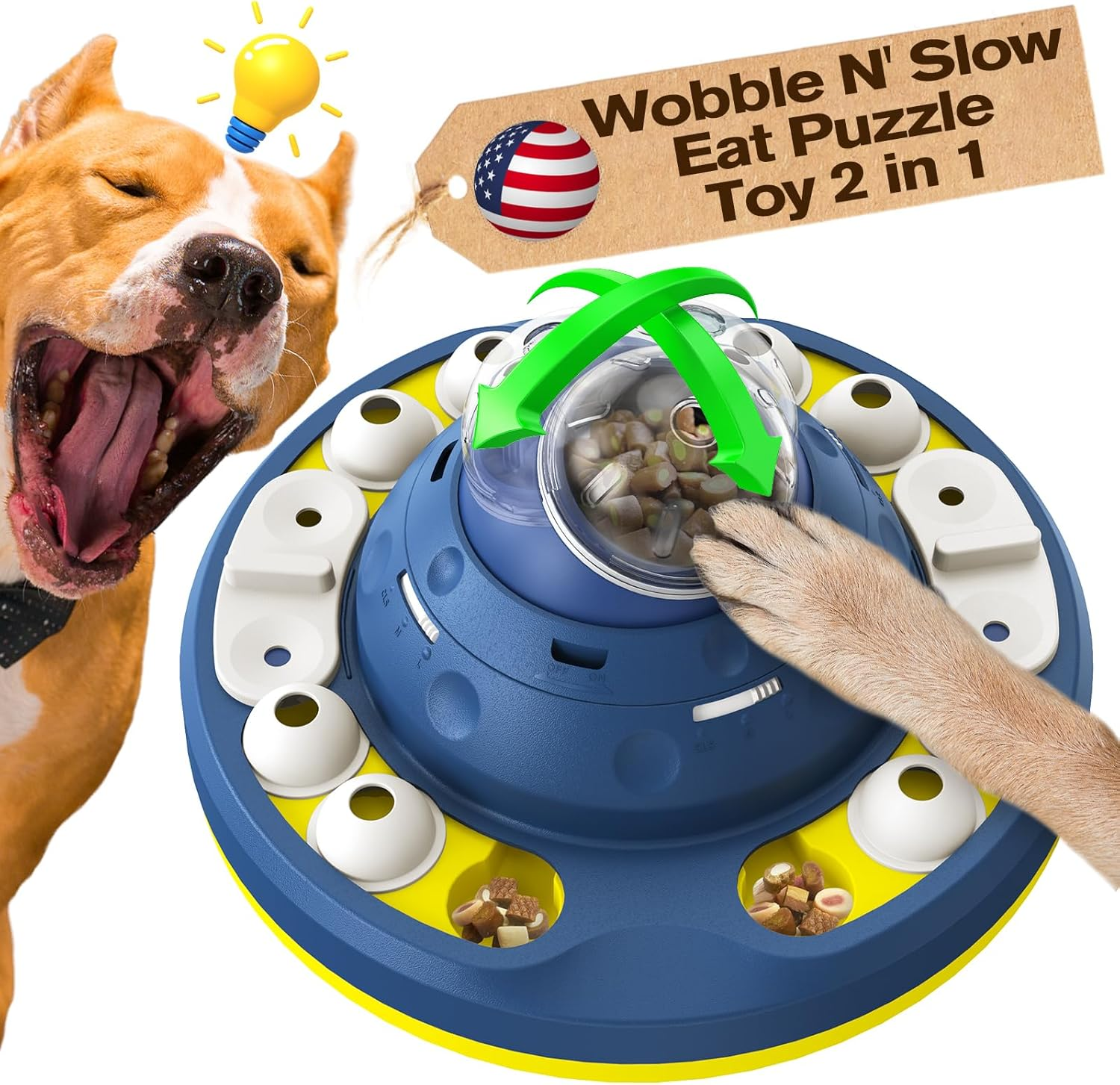 KADTC Level 2 in 1 Advanced Dog Wobble Puzzle Toy for Smart Small/Medium/Large Dogs Brain Mental Stimulation Puppy Cognitive Treat/Food Puzzles Feeder Slow Eating Mind Game Enrichment Toys image number 1