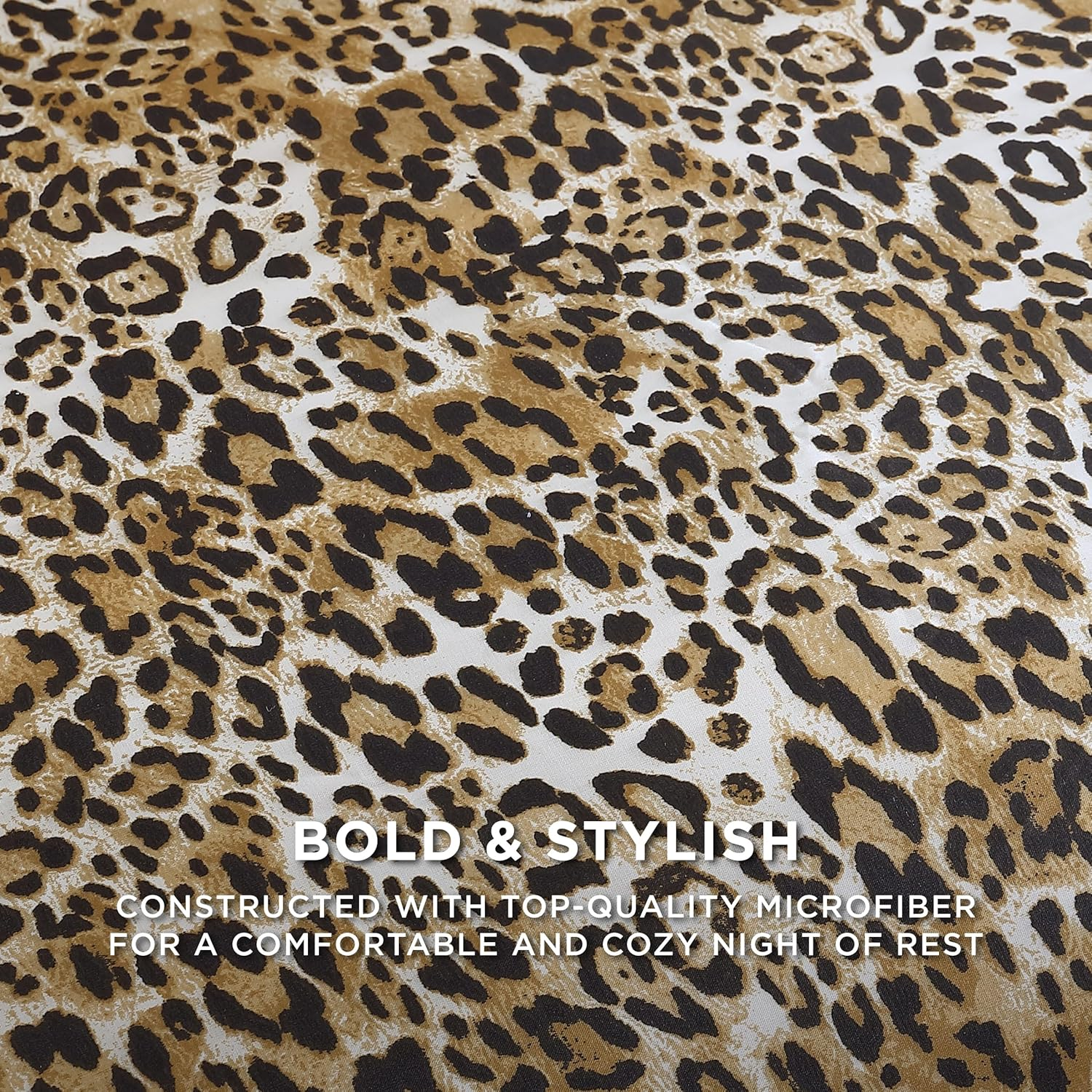 Juicy Couture Full/Queen Leopard Satin Duvet Cover Set - Cheetah Print 3-Piece Machine Washable Reversible Animal Print Bedding Duvet Cover and Sham Set image number 1