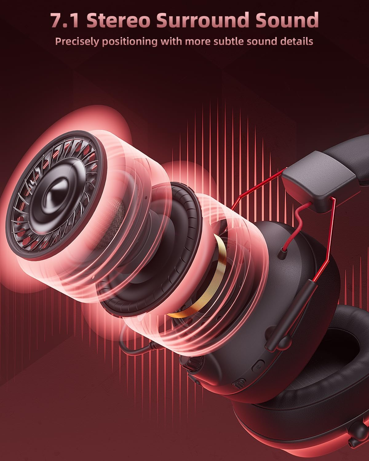 Mytrix 2.4Ghz Wireless Gaming Headset with Noise Cancelling Detachable Mic for Pc/Ps5/Ps4/Switch/Mac,Foldable Bluetooth Headphones with RGB Light, 3.5Mm Over-Ear Headsets,Stereo Surround Sound Black image number 5