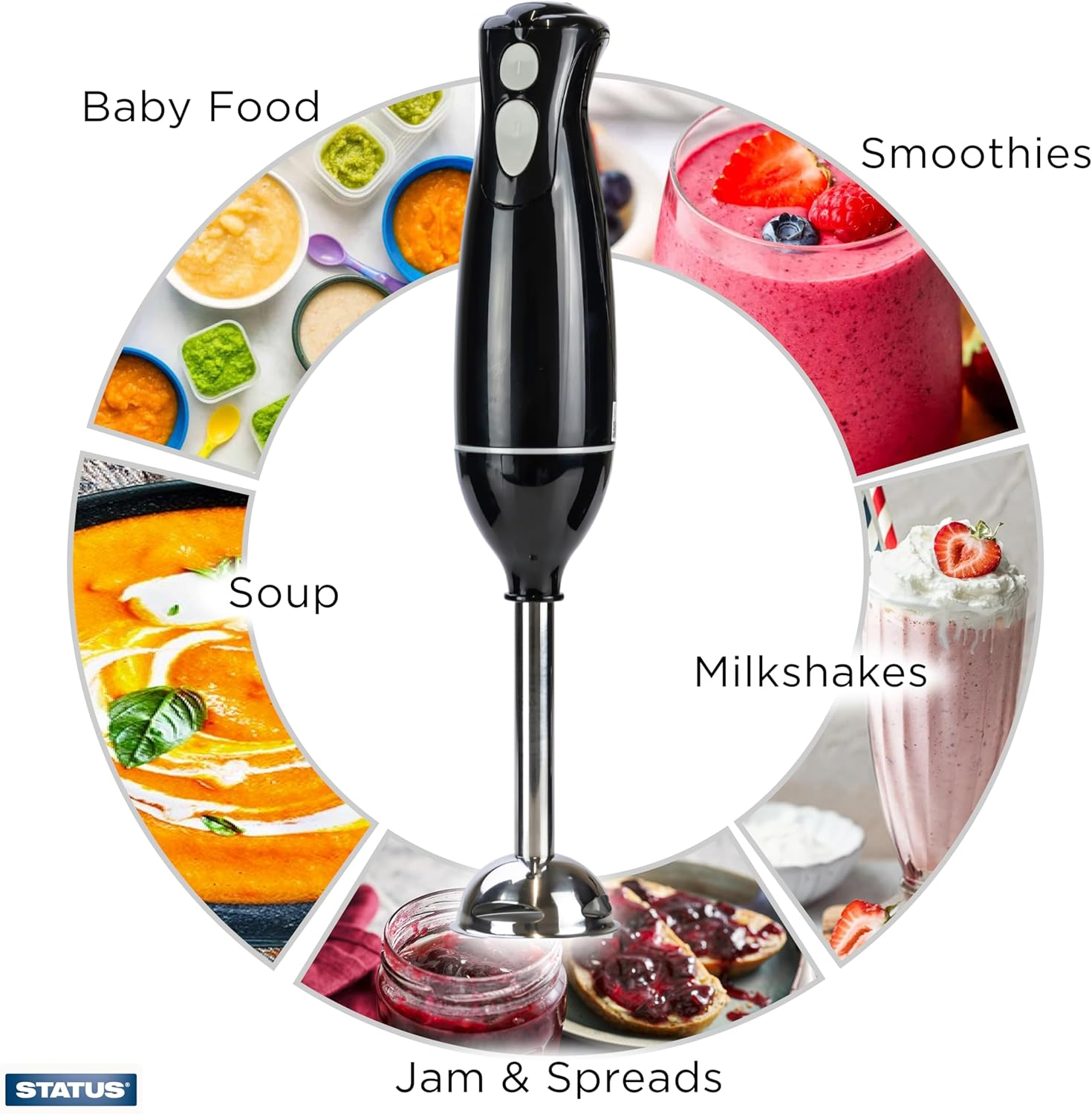 STATUS Concord Hand Blender | Stick Blender 2 Speed | 200W Black Hand Held Blenders | CONCORD1PKB4 image number 5