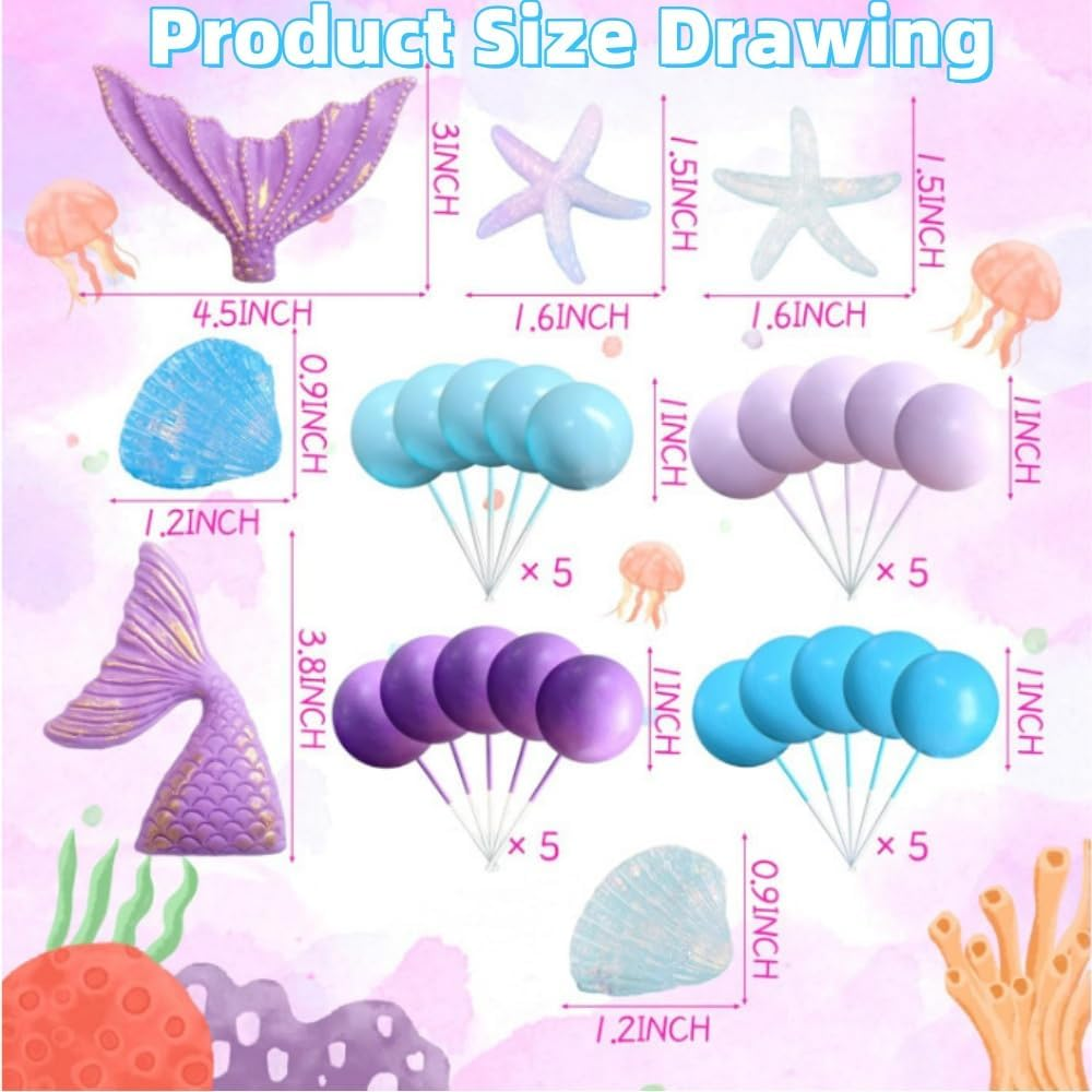 Cake Decoration Birthday Underwater Ocean Cake Ball Cake Birthday Party Accessories Cake Decoration For（Purple） image number 2