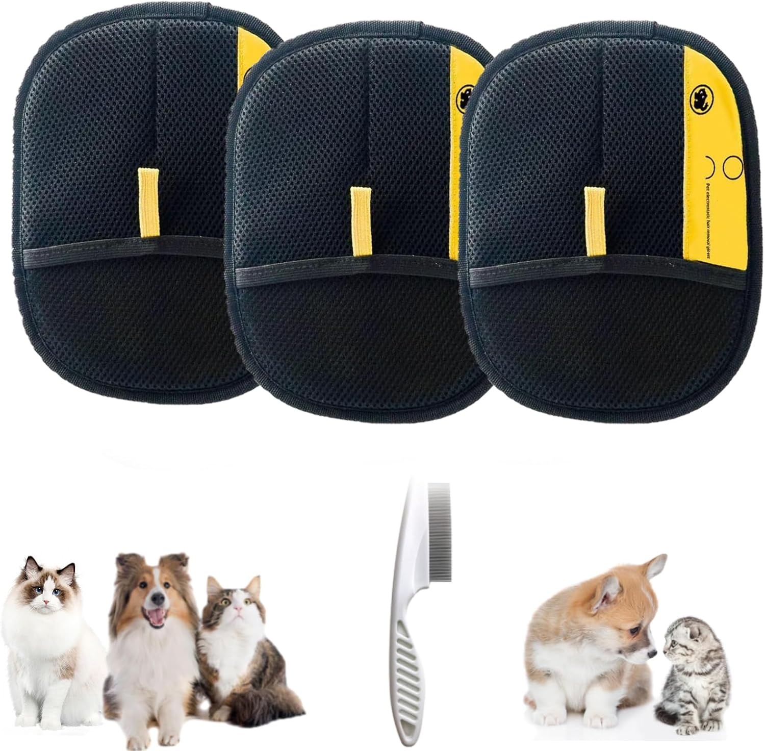 Acssart Pet Hair Removal,Beyond Draw Upgraded Electrostatic Pet Hair Velour Remover Gloves, Reusable Grooming Mitt for Cats & Dogs,Perfect for Sofa, Carpet & Car Interior (1)