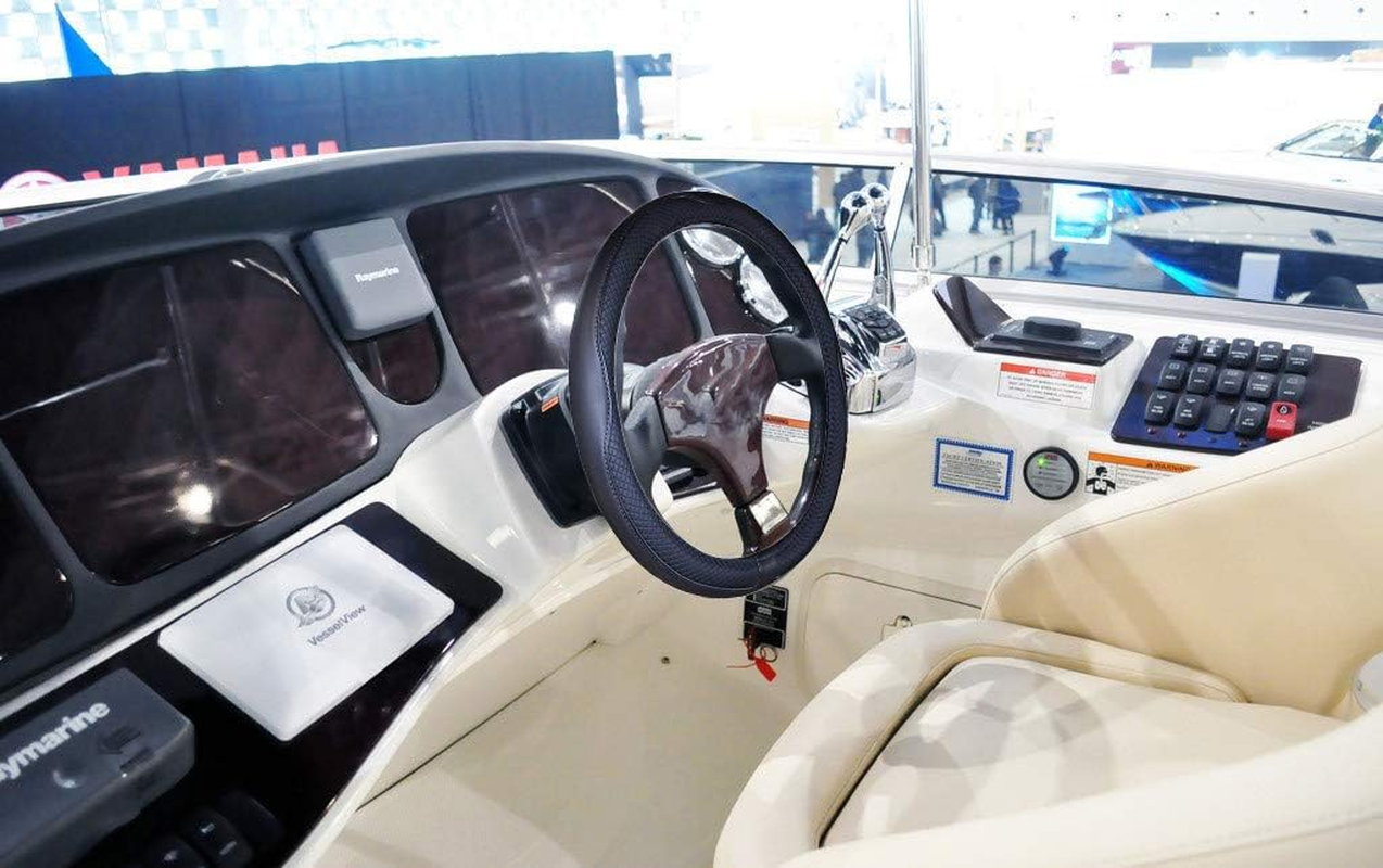 Boat Steering Wheel Cover Microfiber Leather 13-13.5 Inch (Black) image number 6