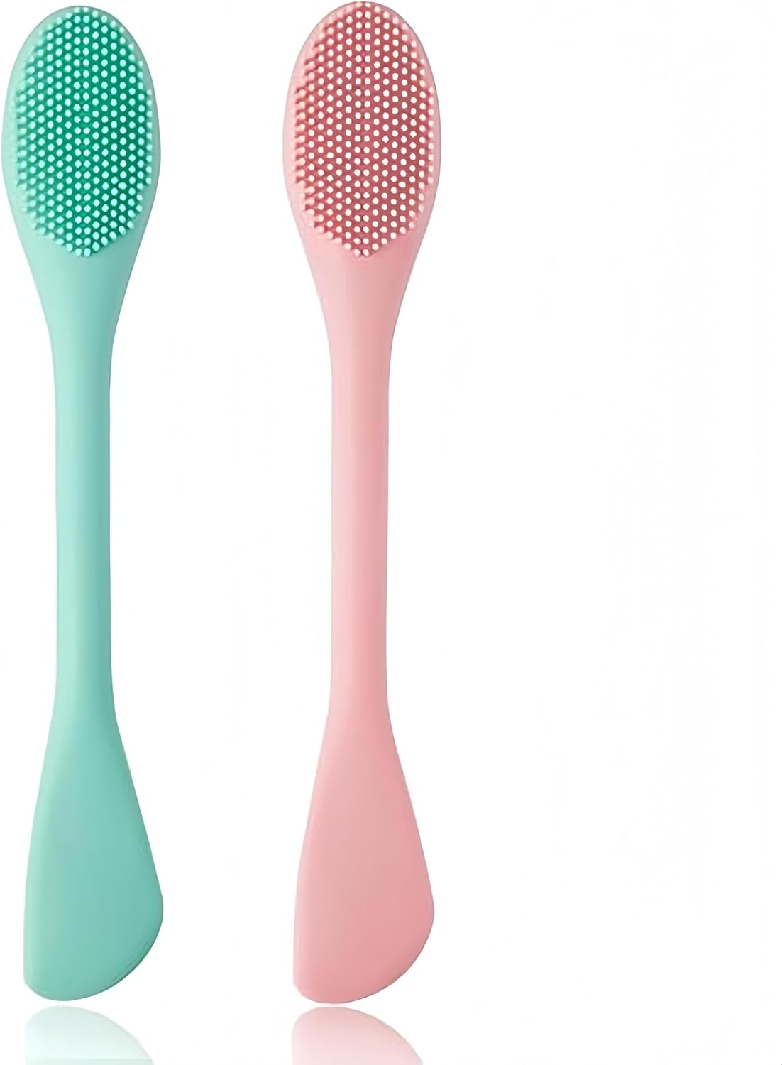 WEBXMZDQ 2Pcs Pore Scrubber,2 in 1 Handheld Silicone Pore Cleaning Brush,Silicone Face Scrubber Brush for Clay Mud Charcoal Face Mask ,Pore Brush for Face,Lip Scrub Brush Lip Exfoliator Brush(Pink+Green) image number 5