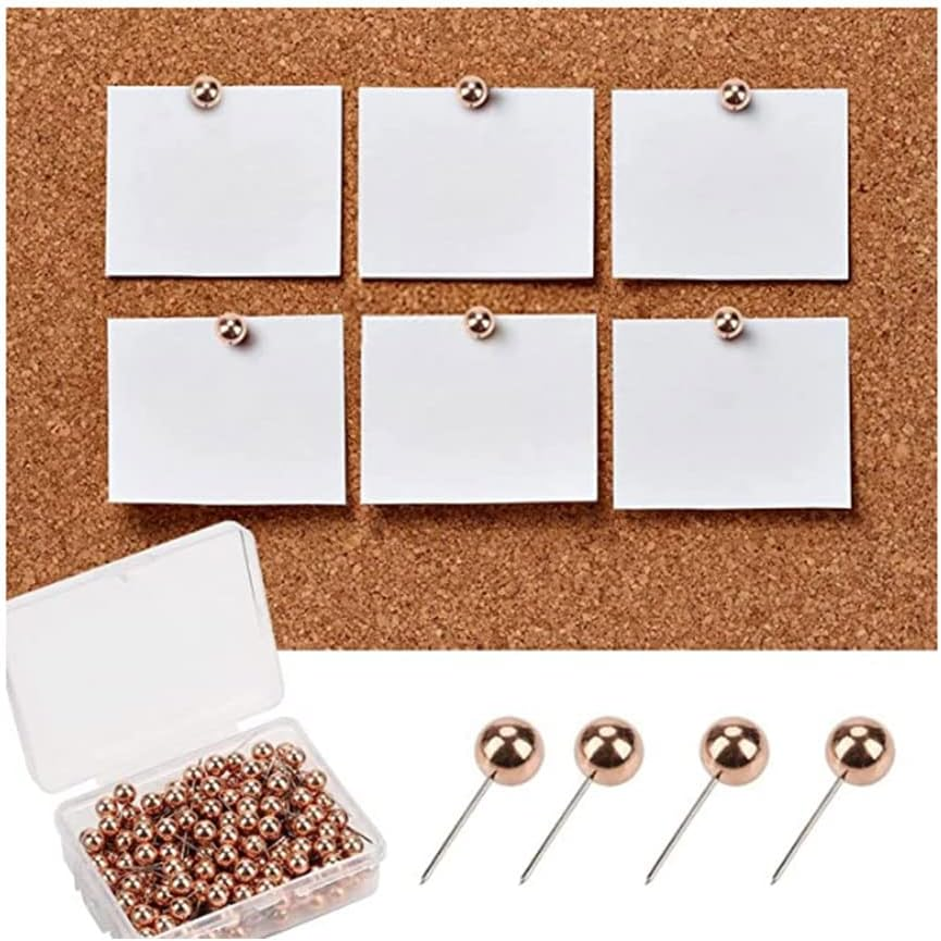 200Pcs round Plastic Head Push Pins Head Push Pins Map Tacks Drawing Pins Map Pins for Pin Board Thumb Tacks (Golden) image number 3