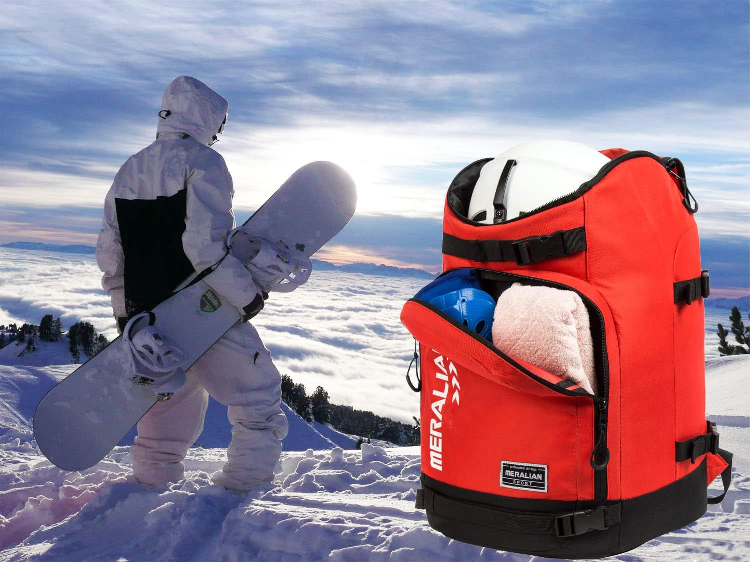 Ski Boot Bag - 50L Ski Boot Travel Backpack Waterproof Snowboard Boot Backpack for Travel Stores Gear Including Helmet, Goggles And image number 4