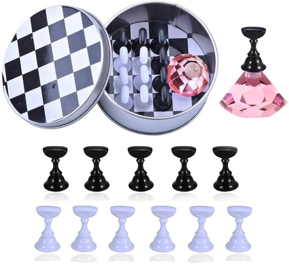 Kalolary Nail Art Display Stand - Magnetic Tips Holder, Crystal Holder, Chessboard, DIY Practice Stand (Transparent)