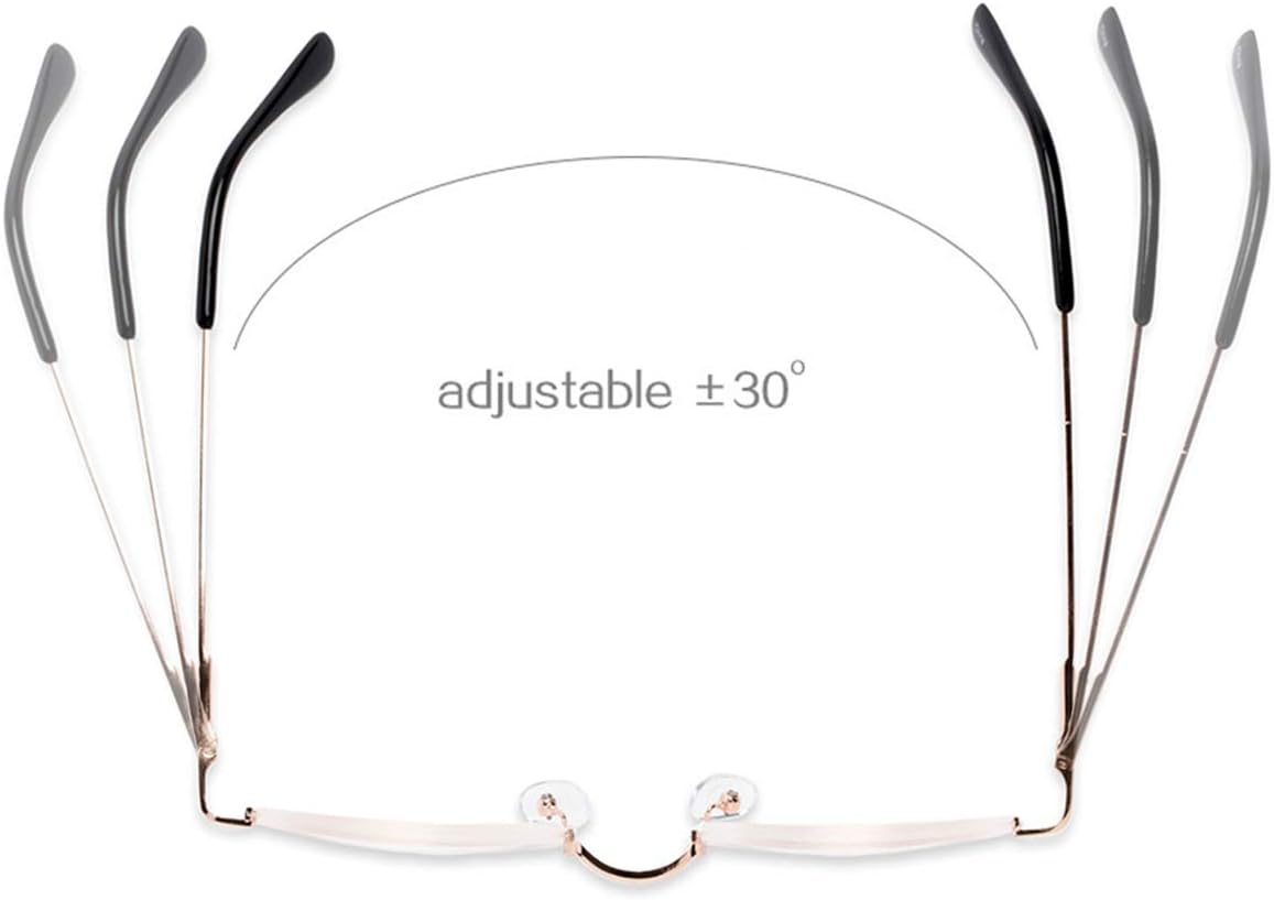 Half Frame Reading Glasses - Half Moon Readers with Spring Hinge for Women Men - 1.0 X, (Gray,Gold) image number 3