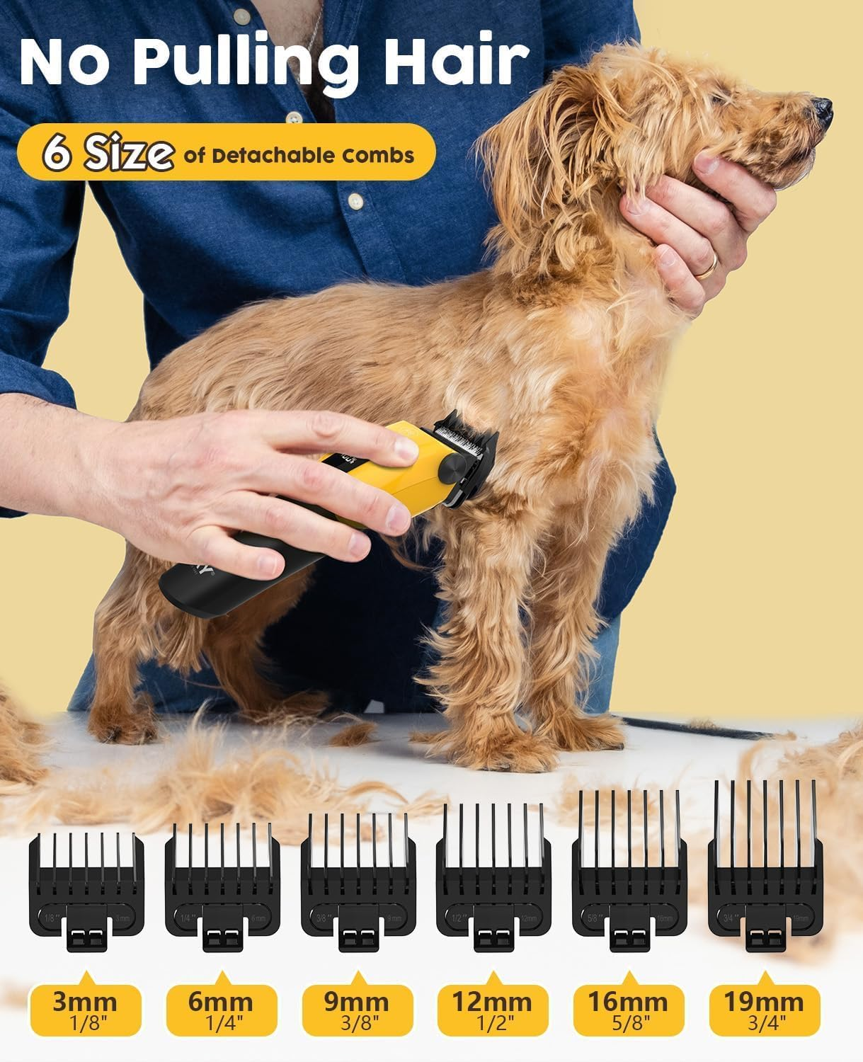 Dog Grooming Kit with 6 Guide Combs, USB Rechargeable Dog Clippers, Low Noise Cordless Electric Pet Hair Trimmers Set for Small Large Dogs Cats image number 4