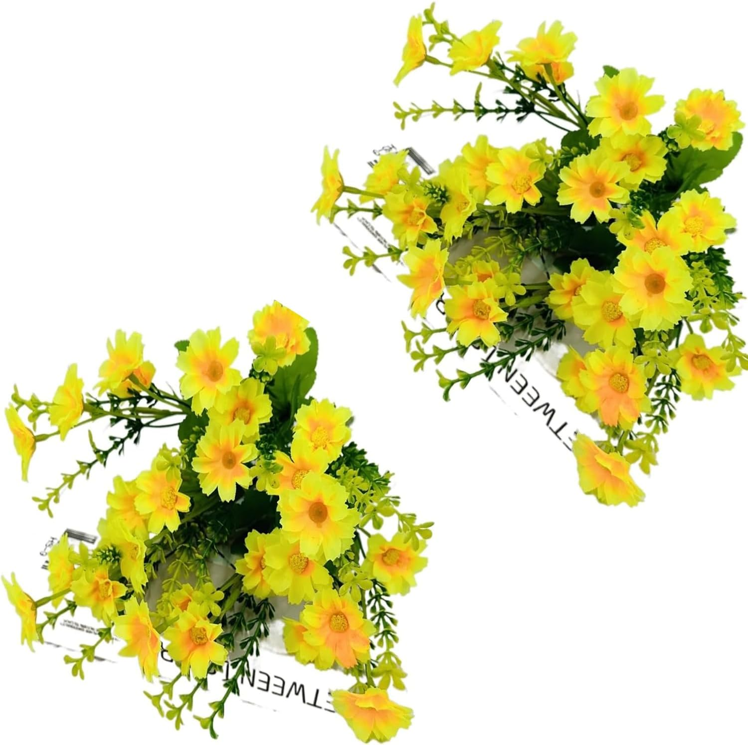2Pcs Artificial Silk Lily Flowers, 2 Bunches Silk Sunflowers Fake Yellow Flowers for Home Decoration Wedding Decor