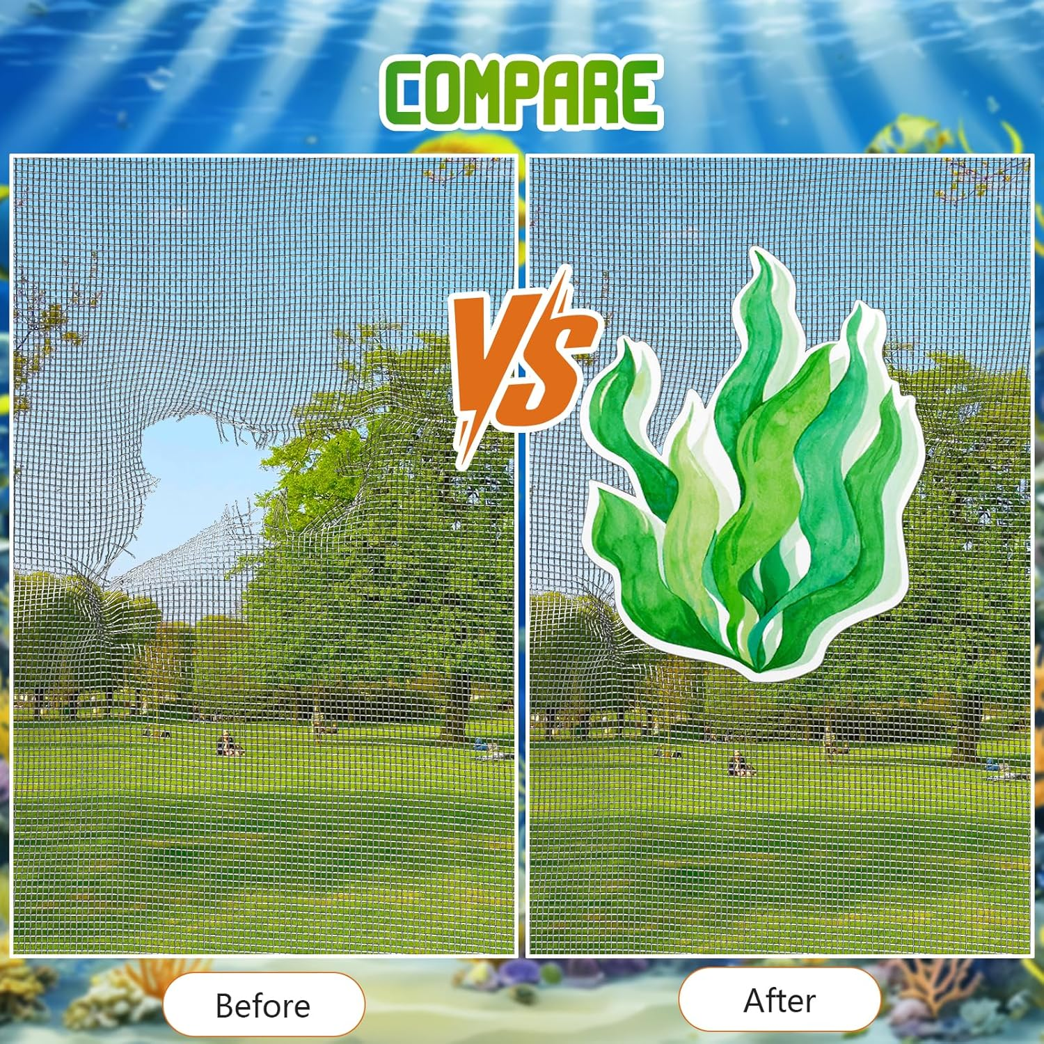 JSRQT 12Pcs Ocean Theme Magnet Screen Door Decorative, Sea Turtle Starfish Double Sided Magnetic Flexible Screen Door Protector, Screen Door Magnet Sticker Decals Protect for Door Window Kid Pet Bird image number 1