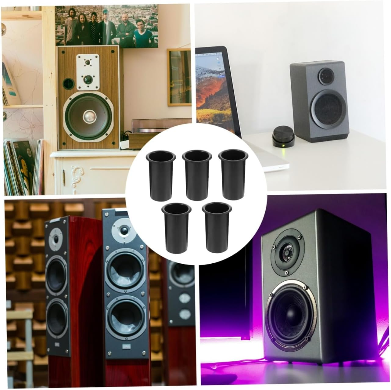 UTHCLO 5Pcs Plastic Subwoofer Bass Reflex Port Tubes Speaker Air Outlet Replacement Parts for Home Audio Systems Compatible with Woofer Boxes image number 2