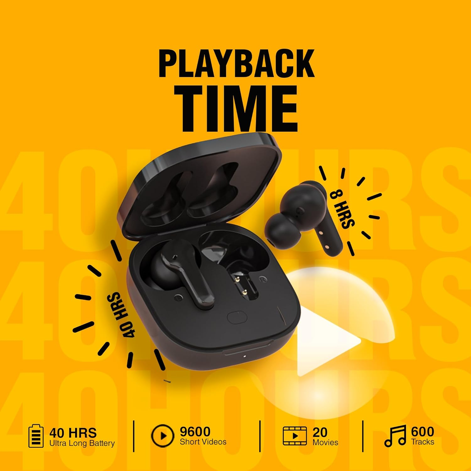 QCY T13 True Wireless Earbuds Bluetooth 5.1 Headphones Touch Control with Charging Case Waterproof Stereo Earphones In-Ear Built-In Mic Headset 40H Playtime (Black) - Black image number 3