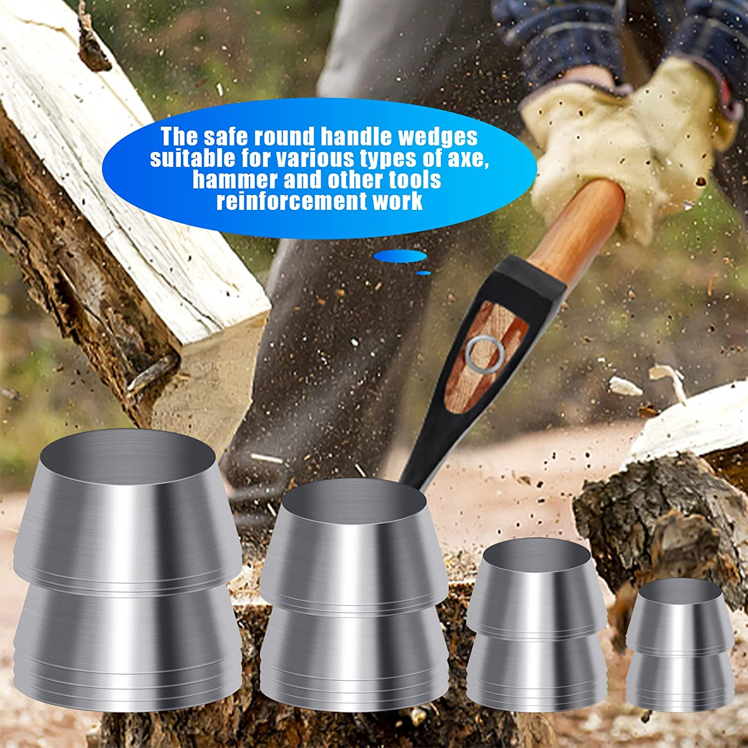 20 Pcs Safety round Handle Wedges Axe Hammer Kit for Axe Claw Hammer Sledge (0.31/0.39/0.47/0.55 Inch) image number 5