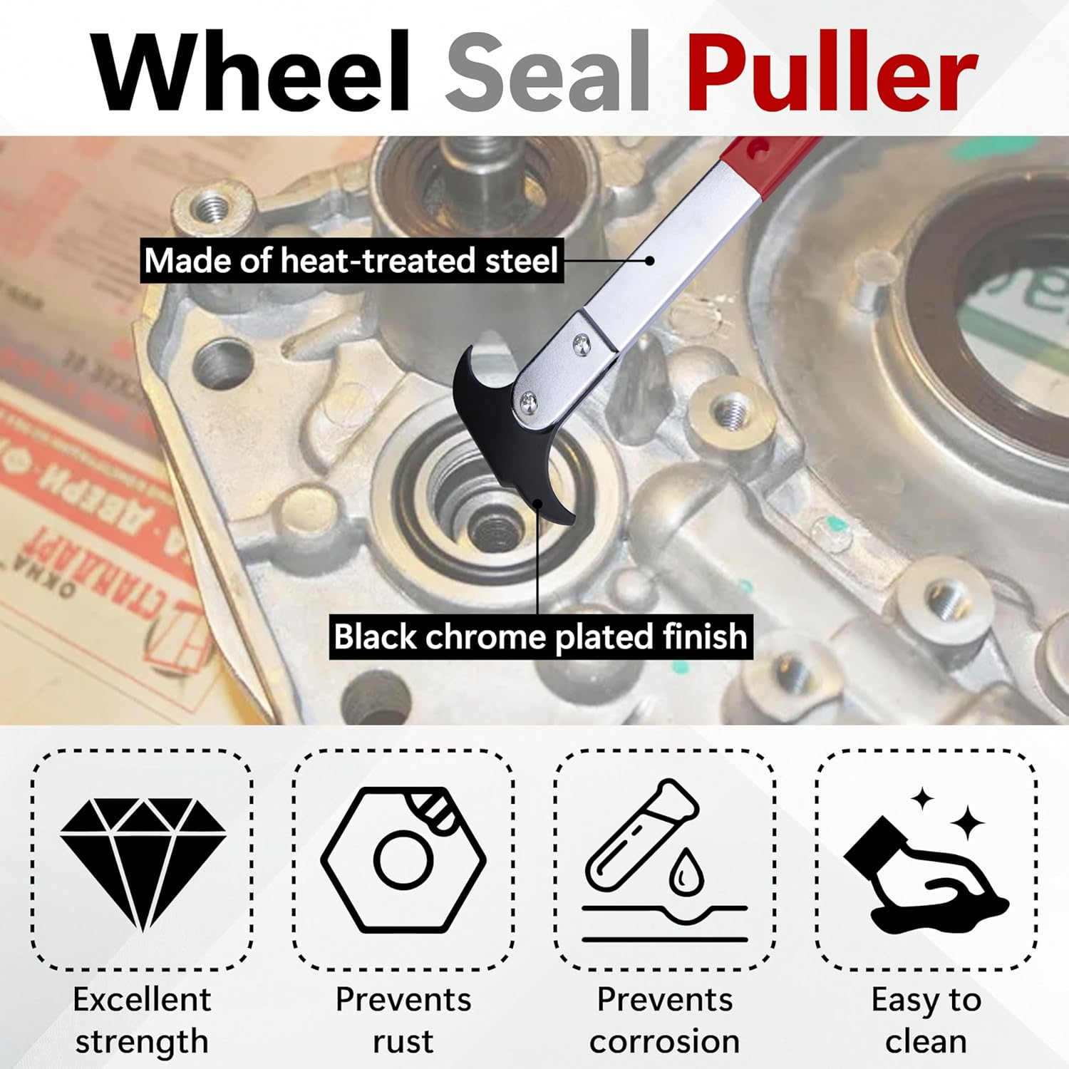 Ecocstm Seal Puller Tool, Oil Seal Removal Tool with Dual Hook, Universal Wheel Seal Twister Puller, Heavy Duty Seal Puller and Installer Kit for Oil and Grease Seals Removal image number 2