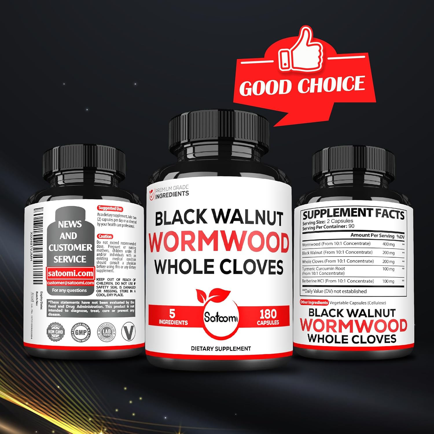 5In1 Wormwood Capsules Supplement - Extracted from Black Walnut, Whole Cloves, Turmeric and Berberine Hcl - 180 Count - 90 Day Supply image number 5