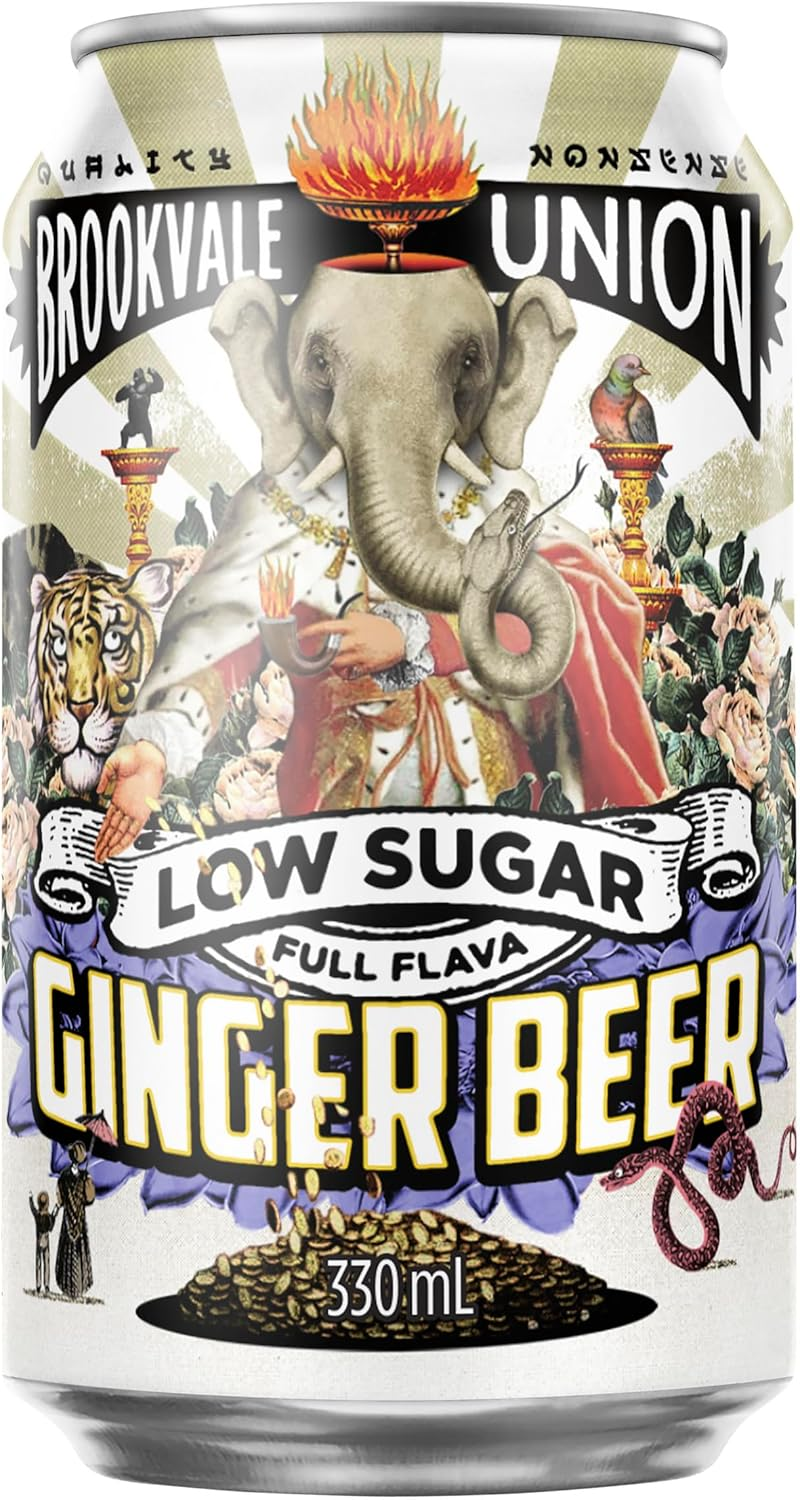 Brookvale Union Low Sugar Alcoholic Ginger Beer, Spicy & Smooth Finish, 4% ABV, 330Ml (Case of 24 Cans) image number 1