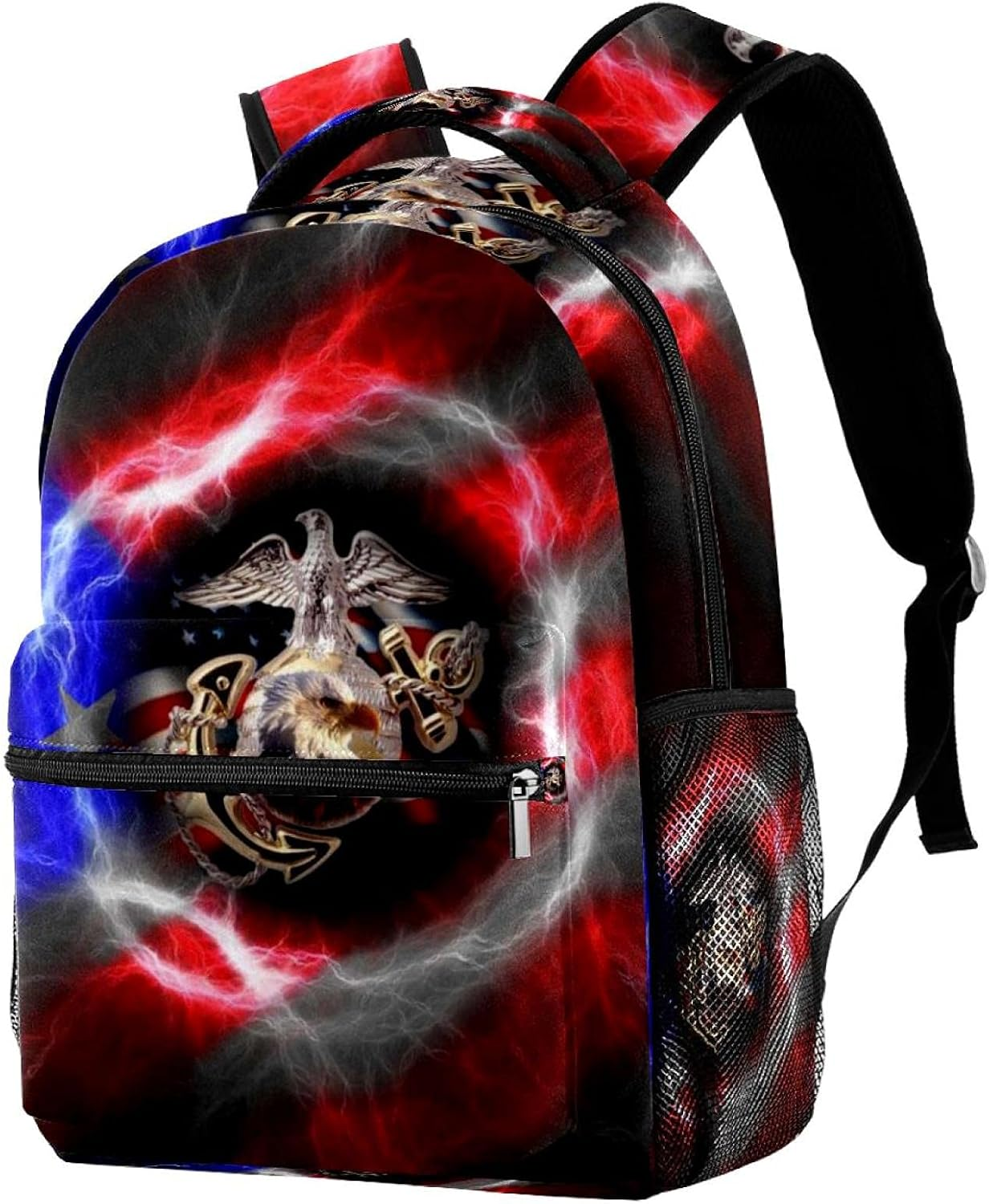 American Flag and Eagle Backpack Students Shoulder Bags Travel Bag College School Tote Backpacks image number 2