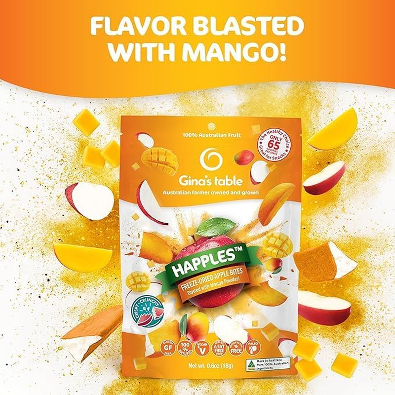 Gina&rsquo;S Table Happles 18G Freeze-Dried Fruit Snack &ndash; Natural Freeze-Dried Fruit &ndash; Apple Crisps &ndash; Healthy Fruit Snacks for Kids &ndash; Low-Calorie Snacks &ndash; Apple & Mango (10 Pack) image number 4