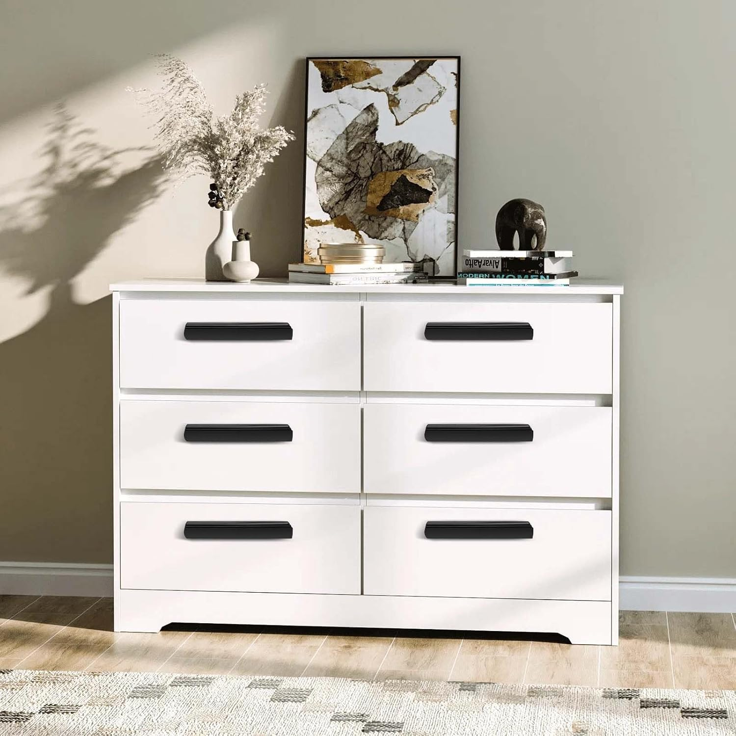 Fiabgum 10 Pcs Cabinet Handles Drawer Pulls Hardware Kitchen Handles Furniture Handle Furniture Decoration for Cabinets Cupboard Dresser Drawers Pulls - 3.8Inch Hole Center, Black - Drawn Gold 96Mm image number 7