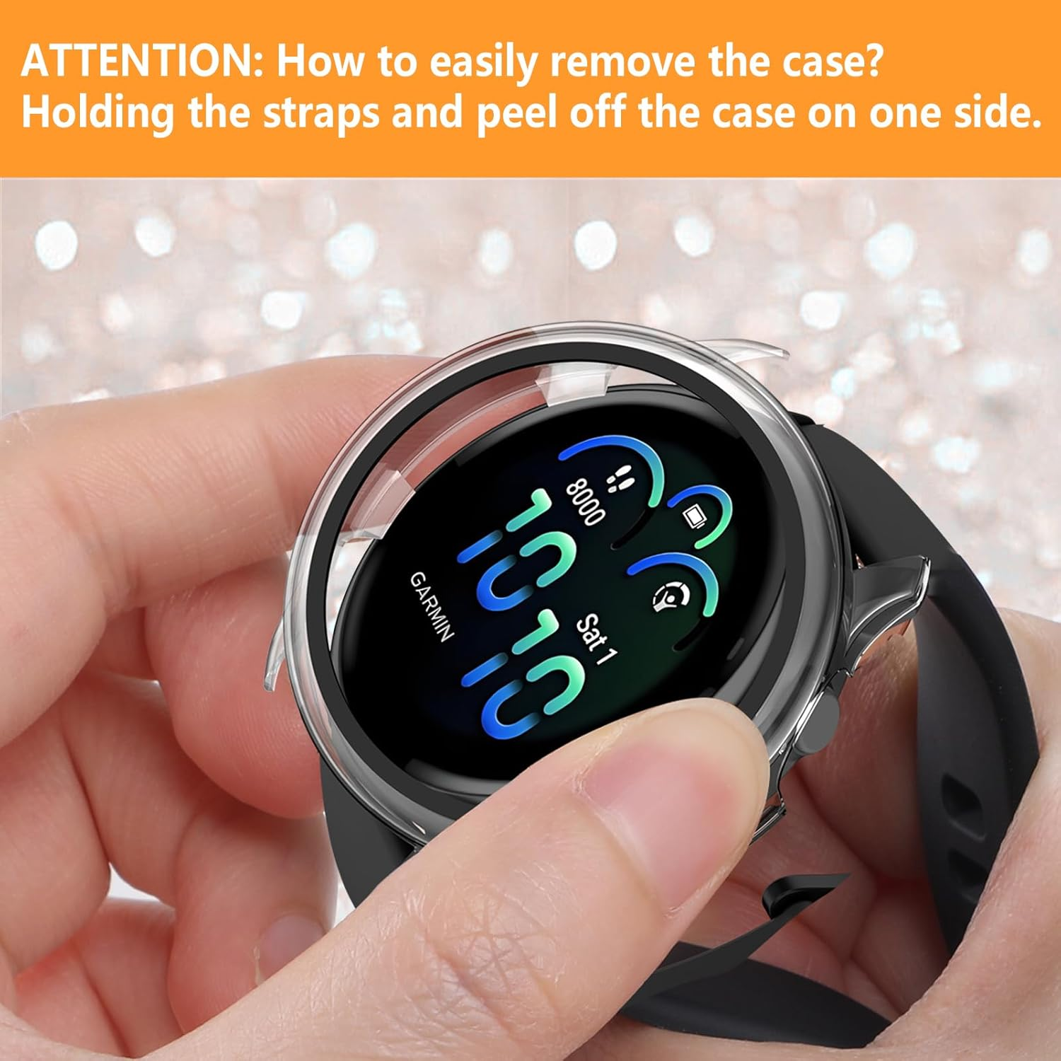 Hianjoo (5 Pack) Case Compatible with Garmin Vivoactive 6, Built-In Thin HD Tempered Glass Screen Protector Overall Cover Replacement for Garmin Vivoactive 6