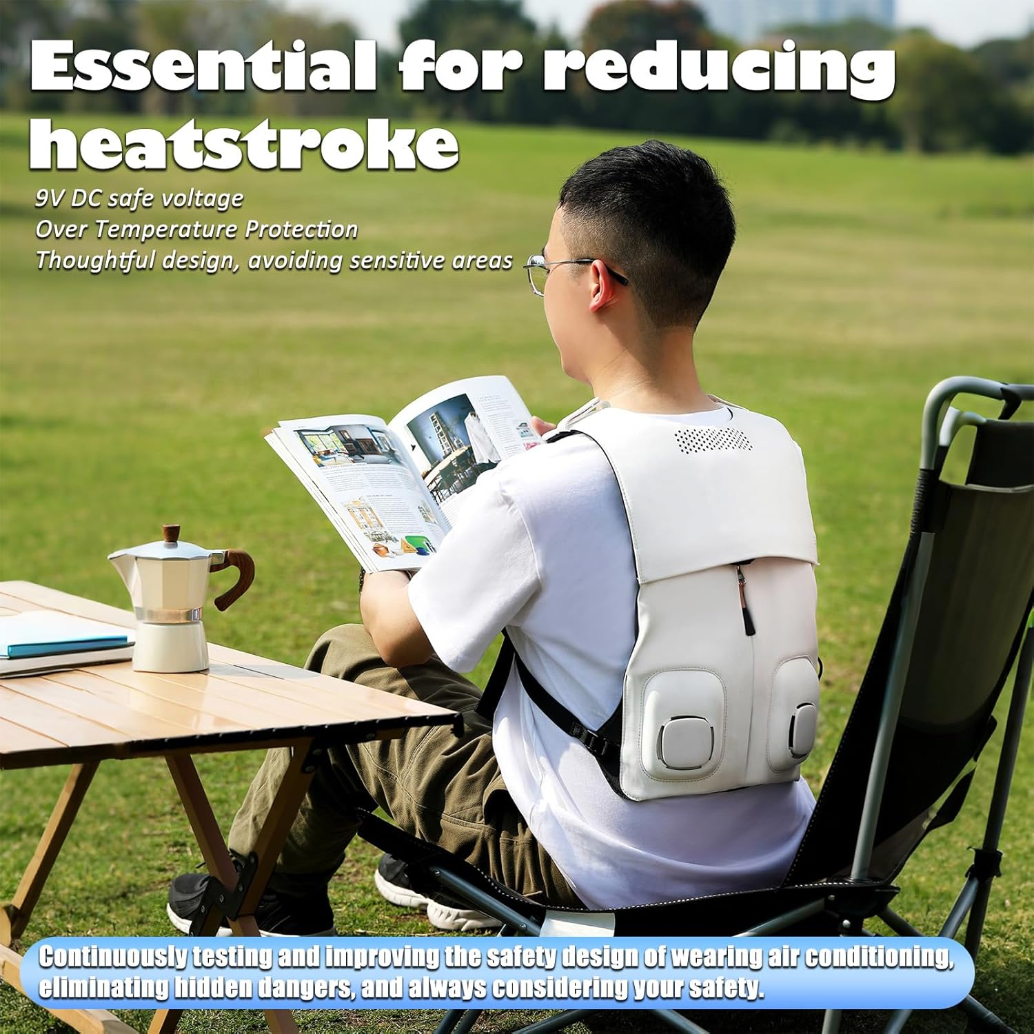 WJSHIPFOR Air-Conditioned Cooling Vest,Cool Vest,Air Conditioned Jacket,Condensing Gel and Semiconductor Refrigeration,Cooling Devices for Hot Weather, Out Work/Travel/Outdoor/Sport(No Power Bank)