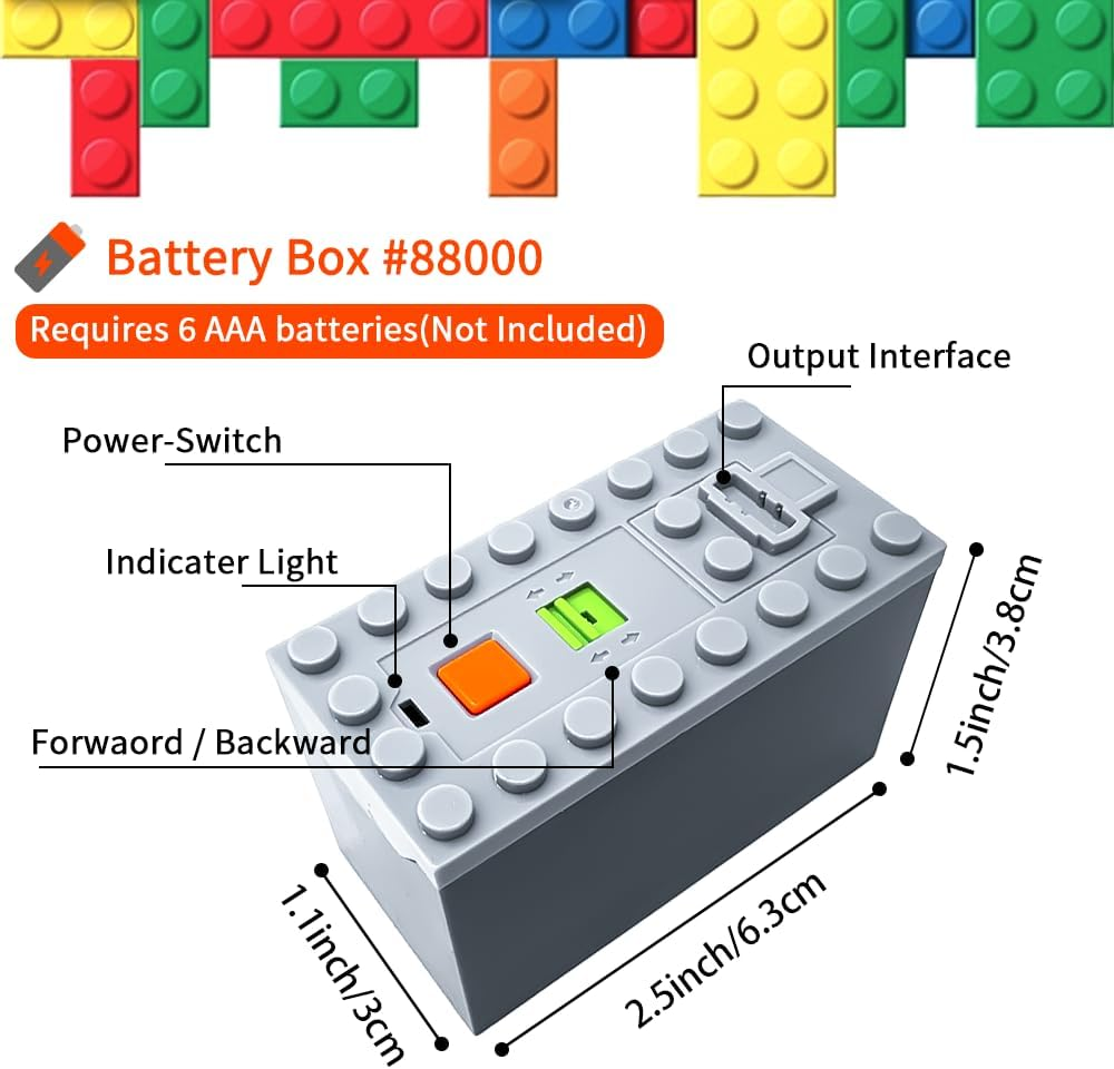 Technic Power-Functions Power Functions AAA Battery Box 88000 (3 PCS) Compatible with -Motor MOC Technic-Parts image number 2