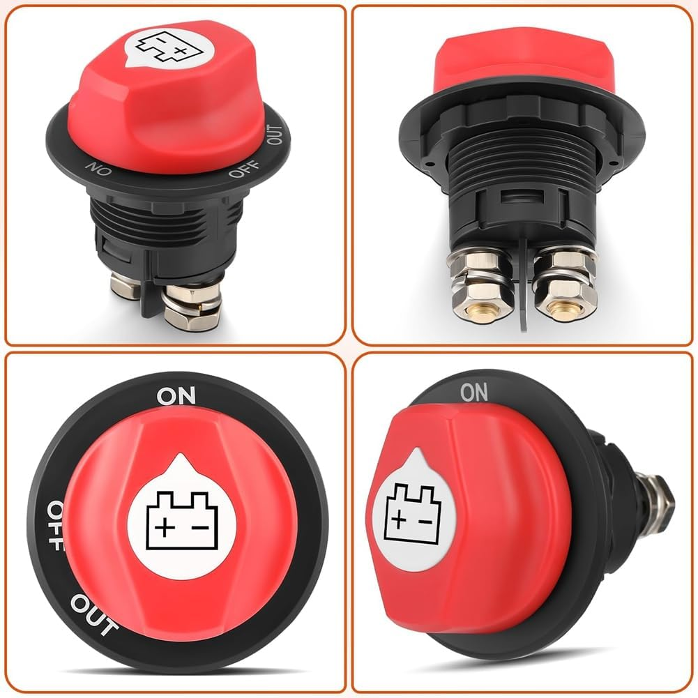 Battery Disconnect Switch 12-48V, Cut Shut off Isolator Switch for Marine Boat RV ATV Car Utv Vehicle 100A