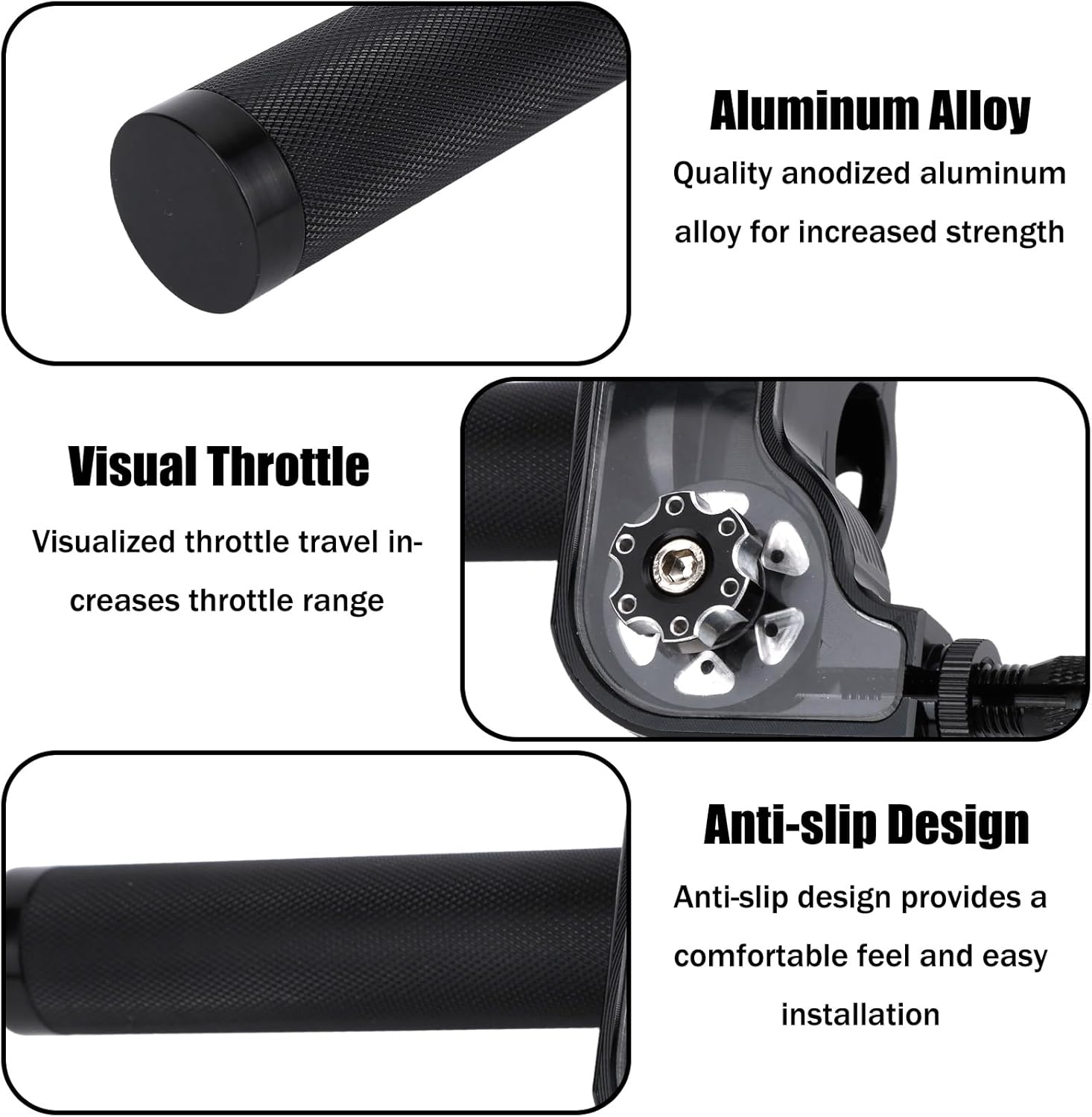 6Pcs Motorcycle Throttle Grip Assembly Kit, 7/8" 22Mm CNC Aluminum Quick Twist Throttle with Cable for Dirt Pit Bike ATV CRF KLX SSR TTR 50Cc 110Cc 125Cc 250Cc Motocross (Black)