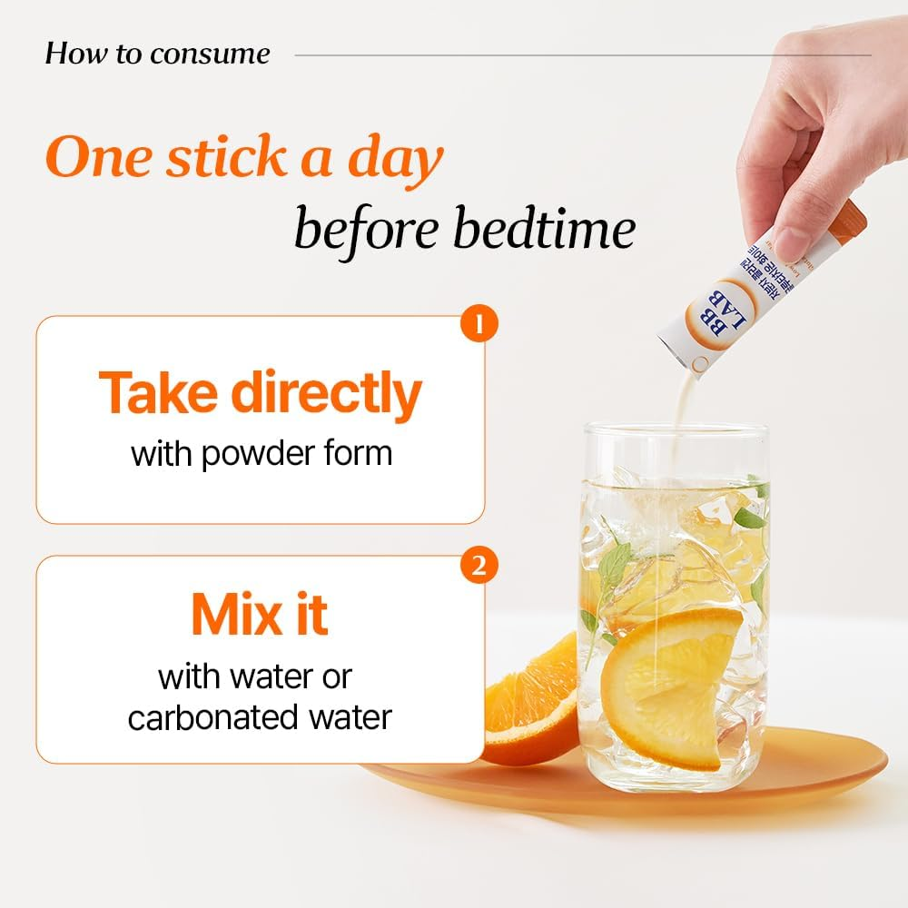 BB LAB Collagen Glutathione White, Low Molecular Collagen & Glutathione Stick Supplement, Fast Abosorption, Fish Collagen, Vitamin C, Vitamin E, Glutathione, Orange Flavor - 30 Ct