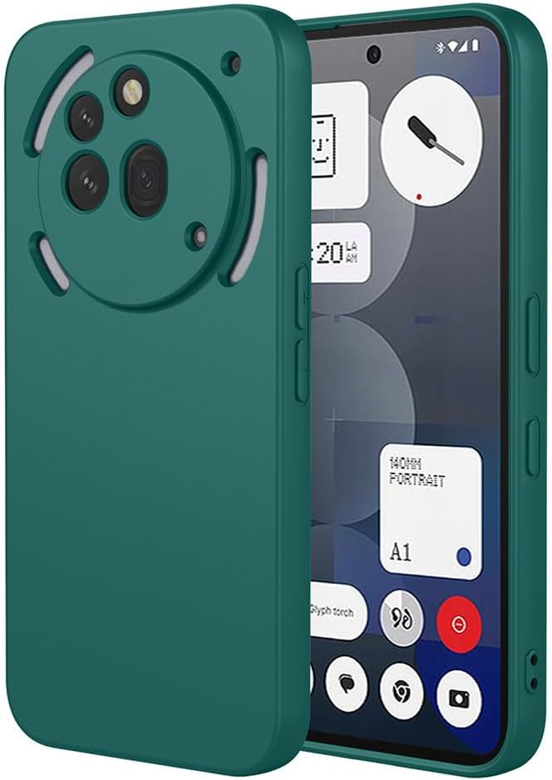 SEAHAI Case for Nothing Phone (3A) Pro, Ultra Thin Silky-Soft Touch Soft Liquid Silicone Phone Cover with Shockproof Airbag Design, Premium TPU Bumper Fashion Case - Dark Green