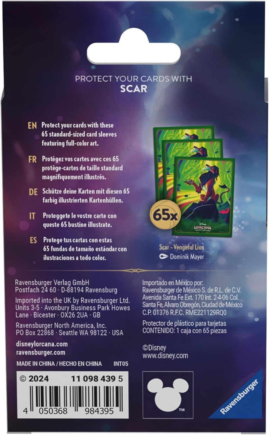 Ravensburger Disney Lorcana TCG S6 Azurite Sea Scar - Vengeful Lion Sleeves image number 1