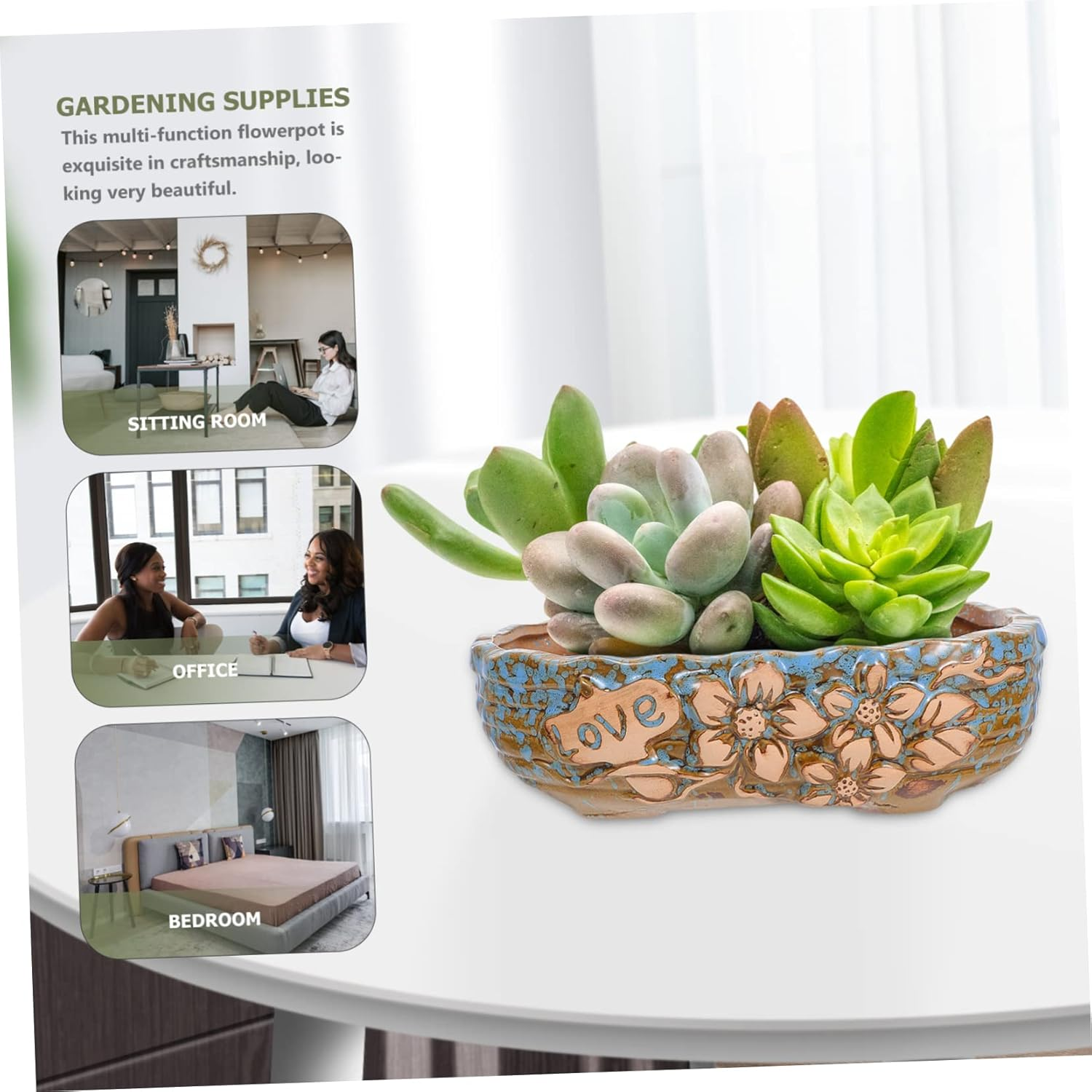 Large Ceramic Succulent Flowerpot Gardening Pot Simple Plant Adornment for Indoor Outdoor Display image number 4