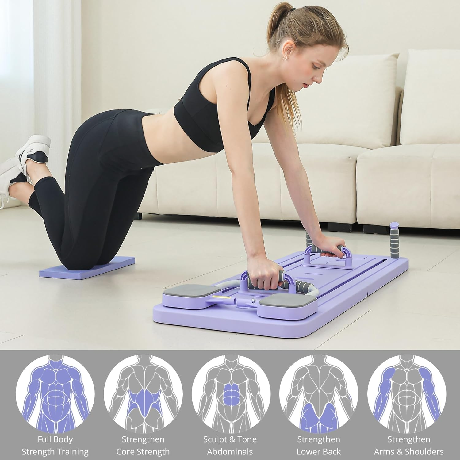 PFATURKHN Pilates Board, Pilates Reformer Set, Multi-Purpose Foldable Pilates Reformer Board for Home, 5 In1 Pilates Sliding Board, Pilates Equipment(With Phone Holder) image number 1