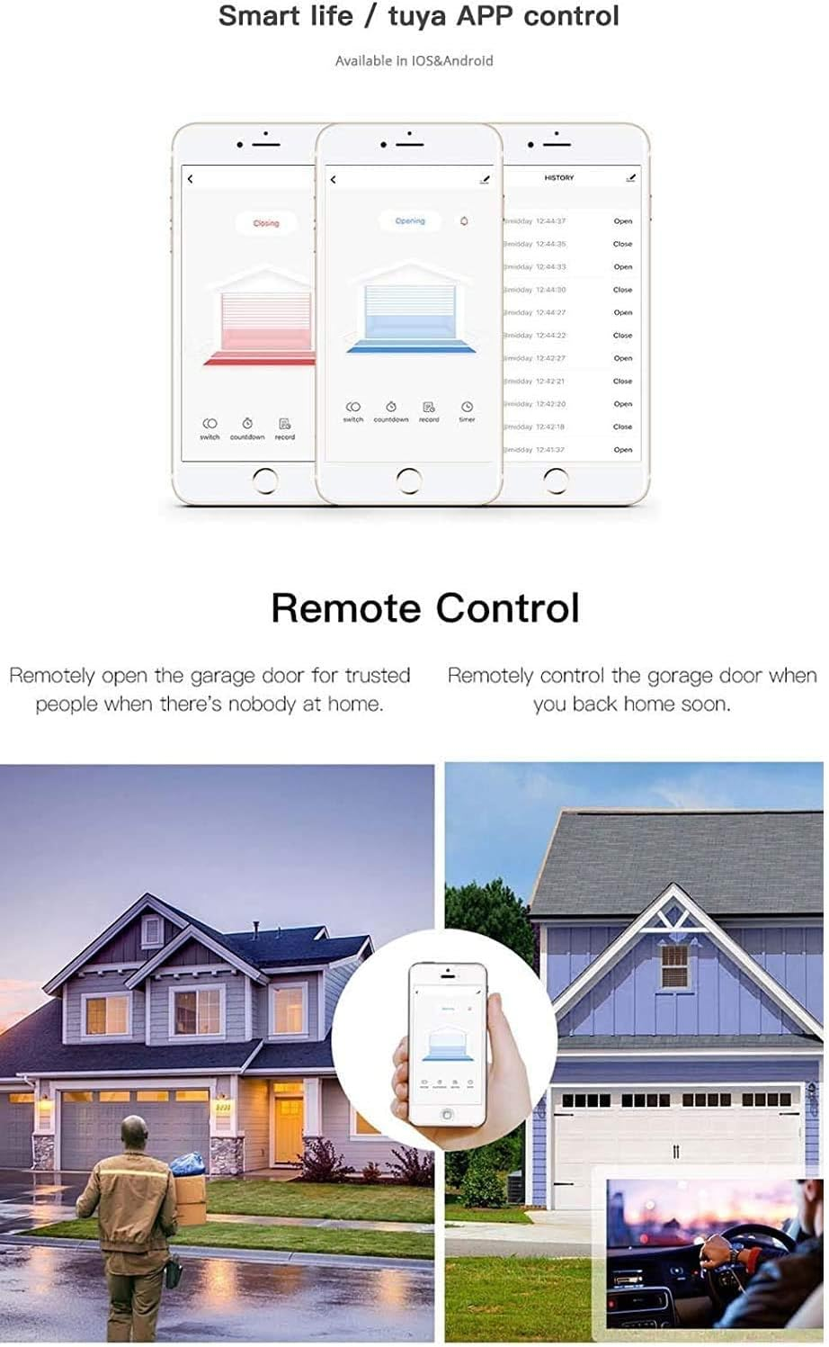 MHCOZY Wifi Wireless Smart Switch Relay Module for Smart Home 5V/12V，Wifi Momentary and Self-Locking Relay,Be Applied to Access Control, Add Wifi Remote to Garage Door (Wifi Garage Door Opener)