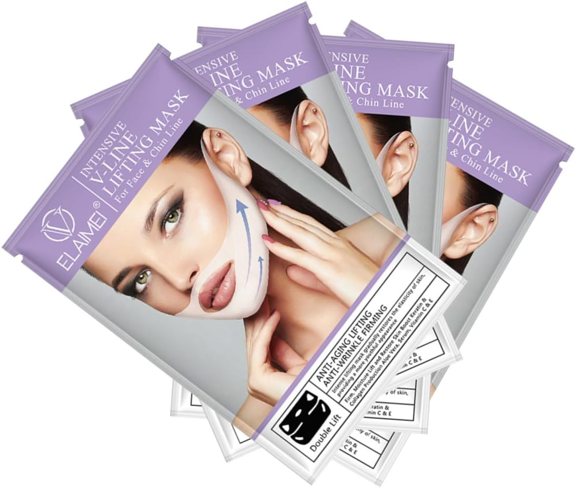 Minkissy V Line Facelift Mask | 12Pcs Double Chin Reducer Ear-Hanging Face Mask for Slimming, Tightening & Anti-Aging | Ideal for Home Spa, Travel, Parties | Perfect for Women Aged 25-50 image number 6