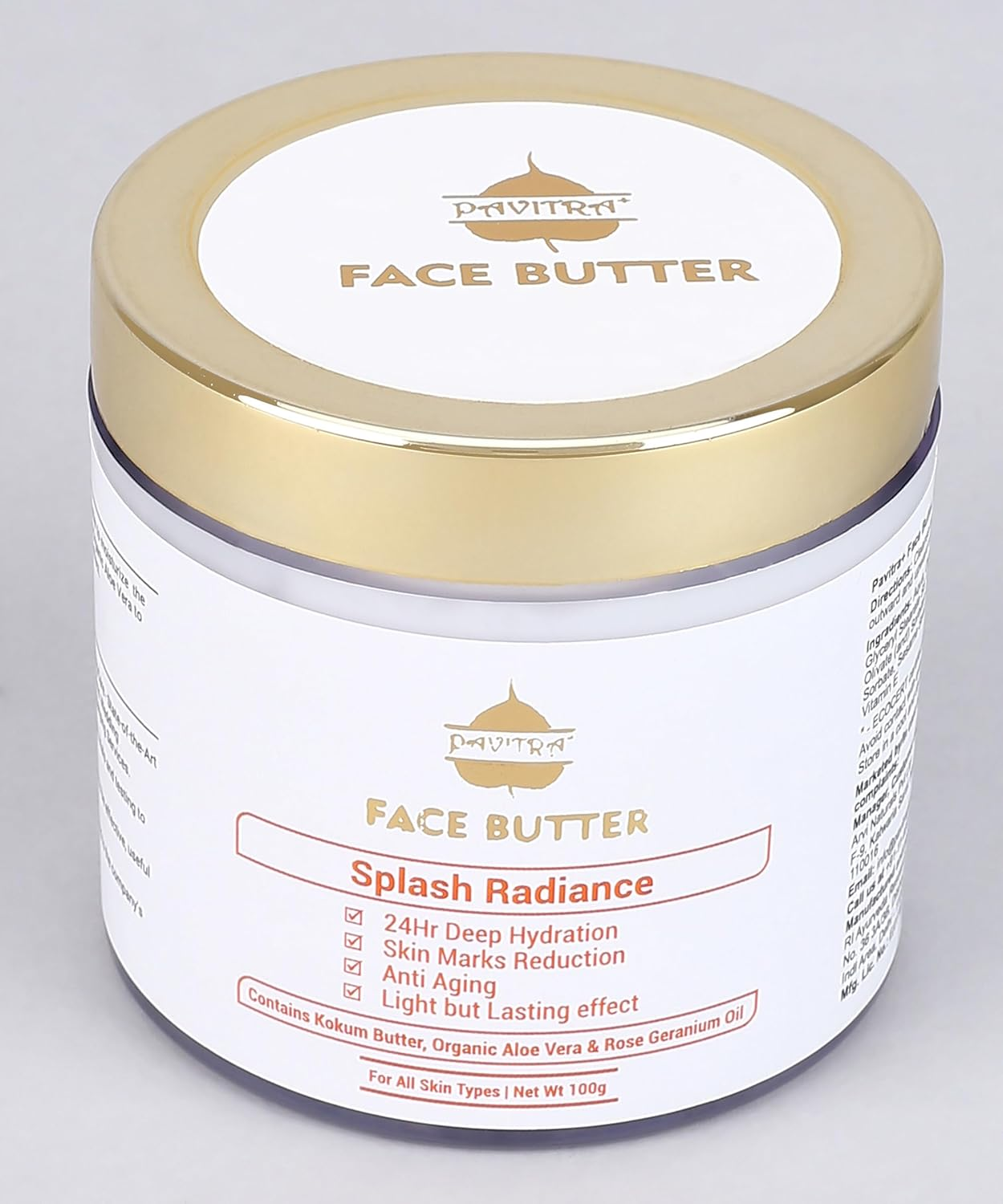 Pavitra+ Face Butter for Moisturization & Hydration with Organic Aloe Vera, Kokum Butter & Vitamin E 100Gm (Pack of 1) image number 6