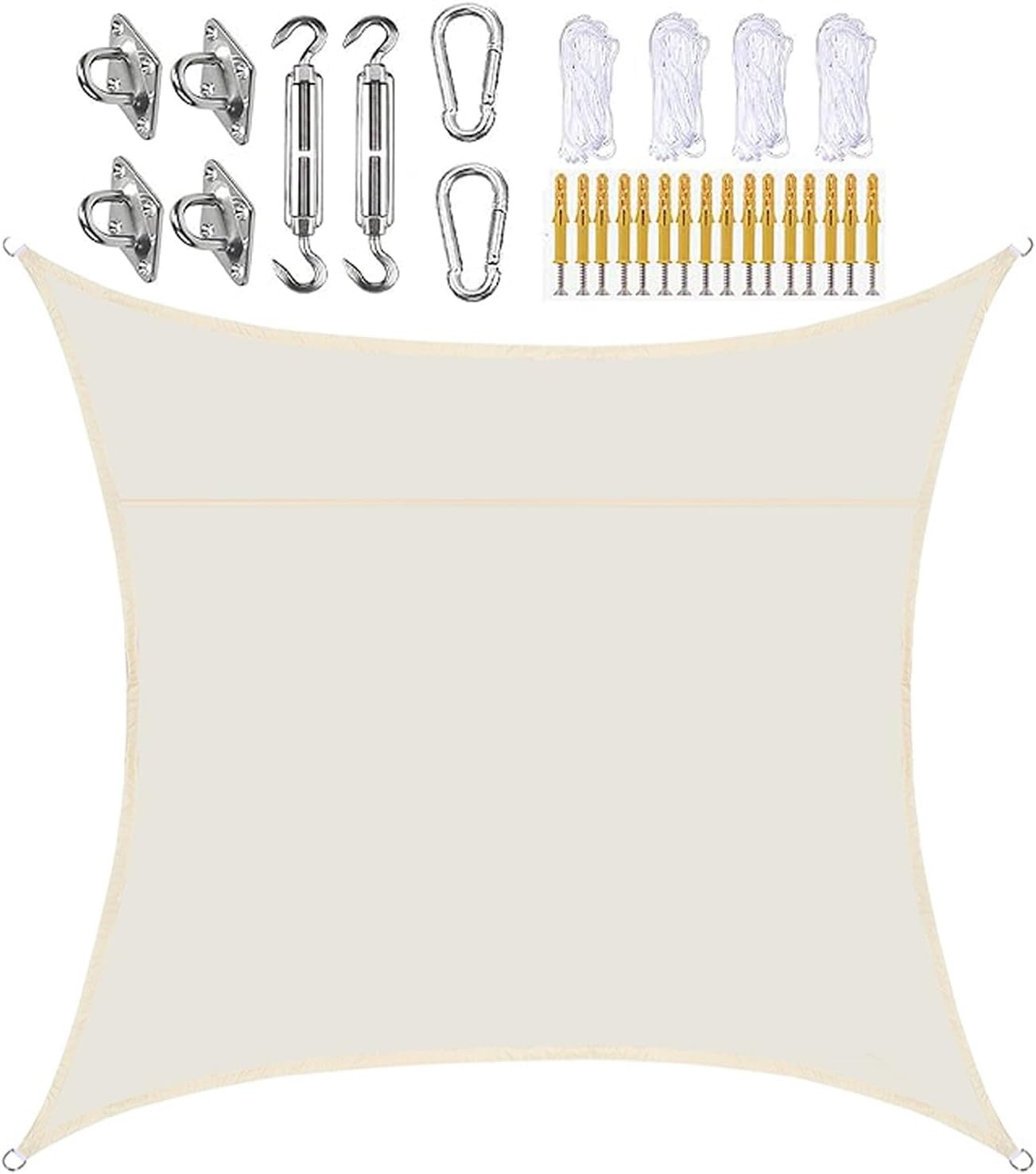 White,3X3 M,Jyhcd Outdoor Square Shade Sails,Premium Waterproof Oxford Fabric,95% UV Block,Includes Free Rope and Fixing Kit,Sun Shade Sail Rectangle for Backyard,Garden,Patio,Parties